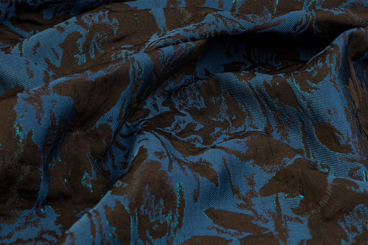 Abstract Metallic Brocade - Teal / Navy / Black