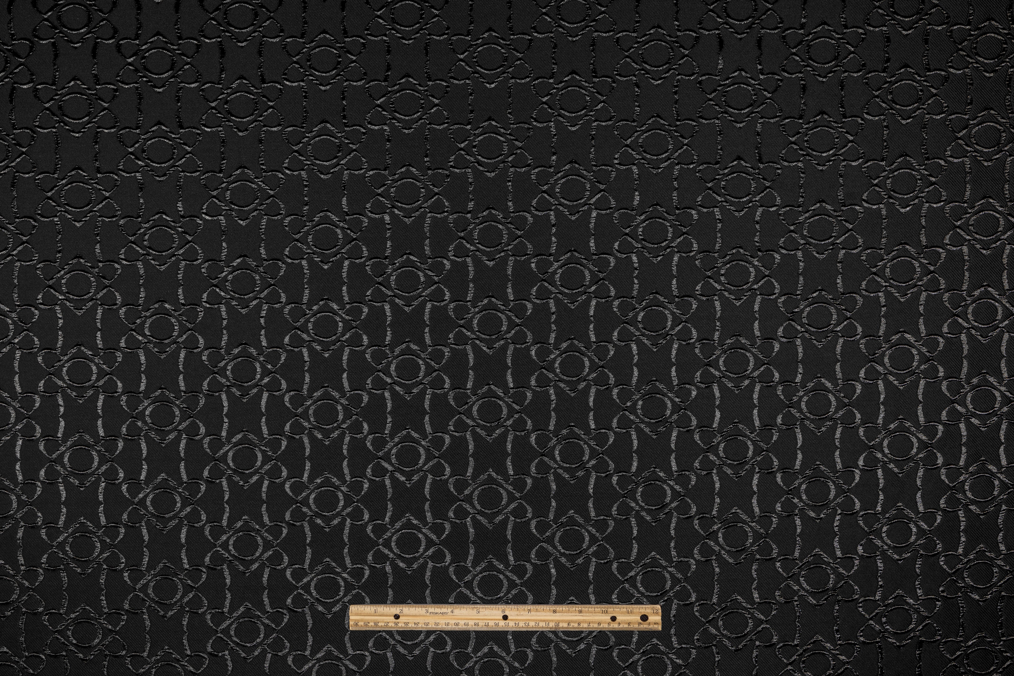Metallic Geometric Italain Silk Blend Brocade - Black