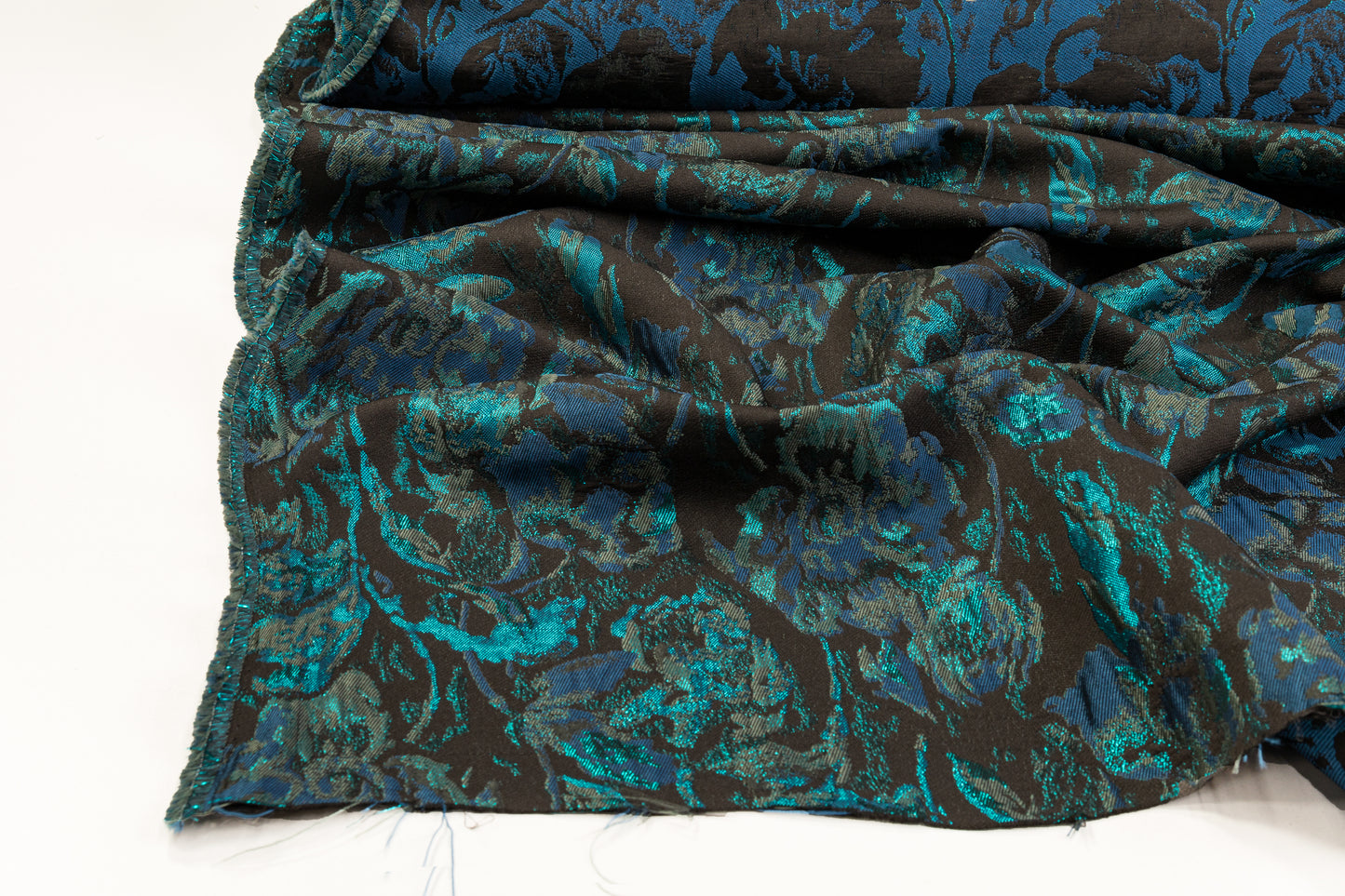 Abstract Metallic Brocade - Teal / Navy / Black