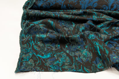 Abstract Metallic Brocade - Teal / Navy / Black