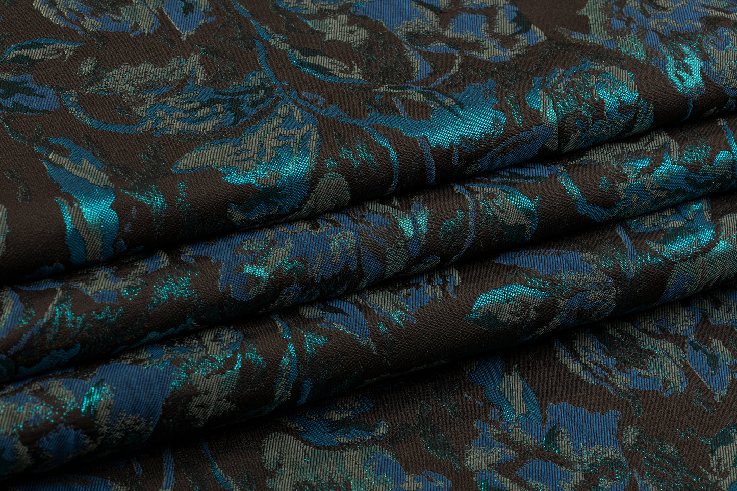 Abstract Metallic Brocade - Teal / Navy / Black