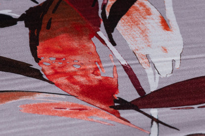 Luigi Verga - Floral Italian Silk Satin Dupioni - Gray / Brown / Orange / Burgundy