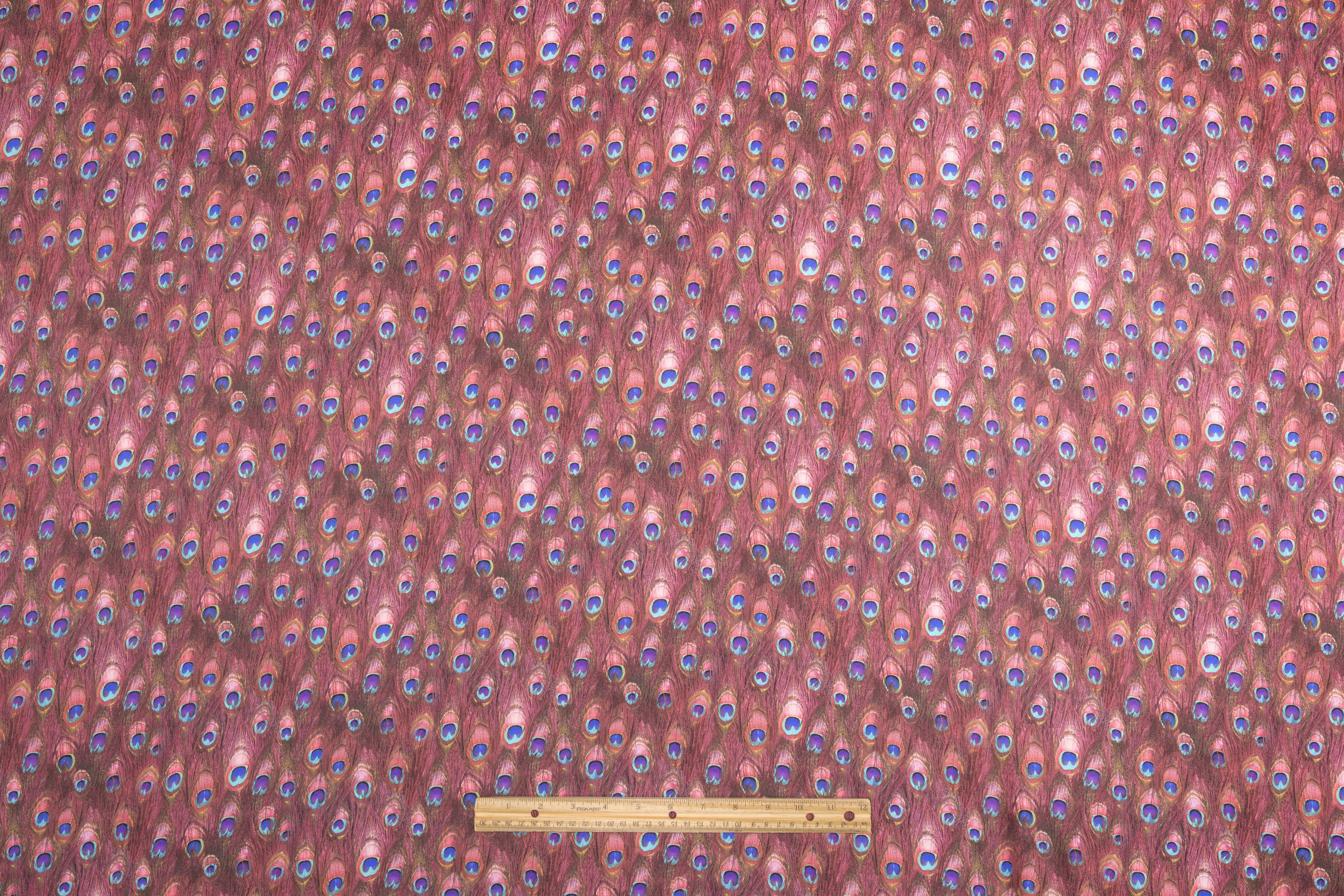Peacock Italian Silk Twill - Dusty Rose / Blue