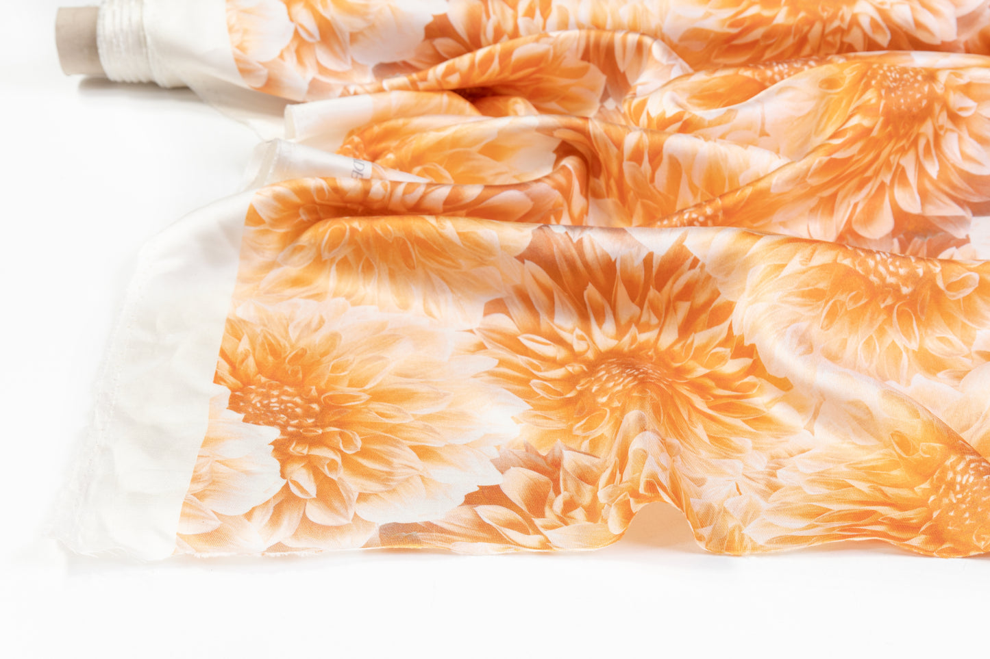 Floral Italian Silk Twill - Orange