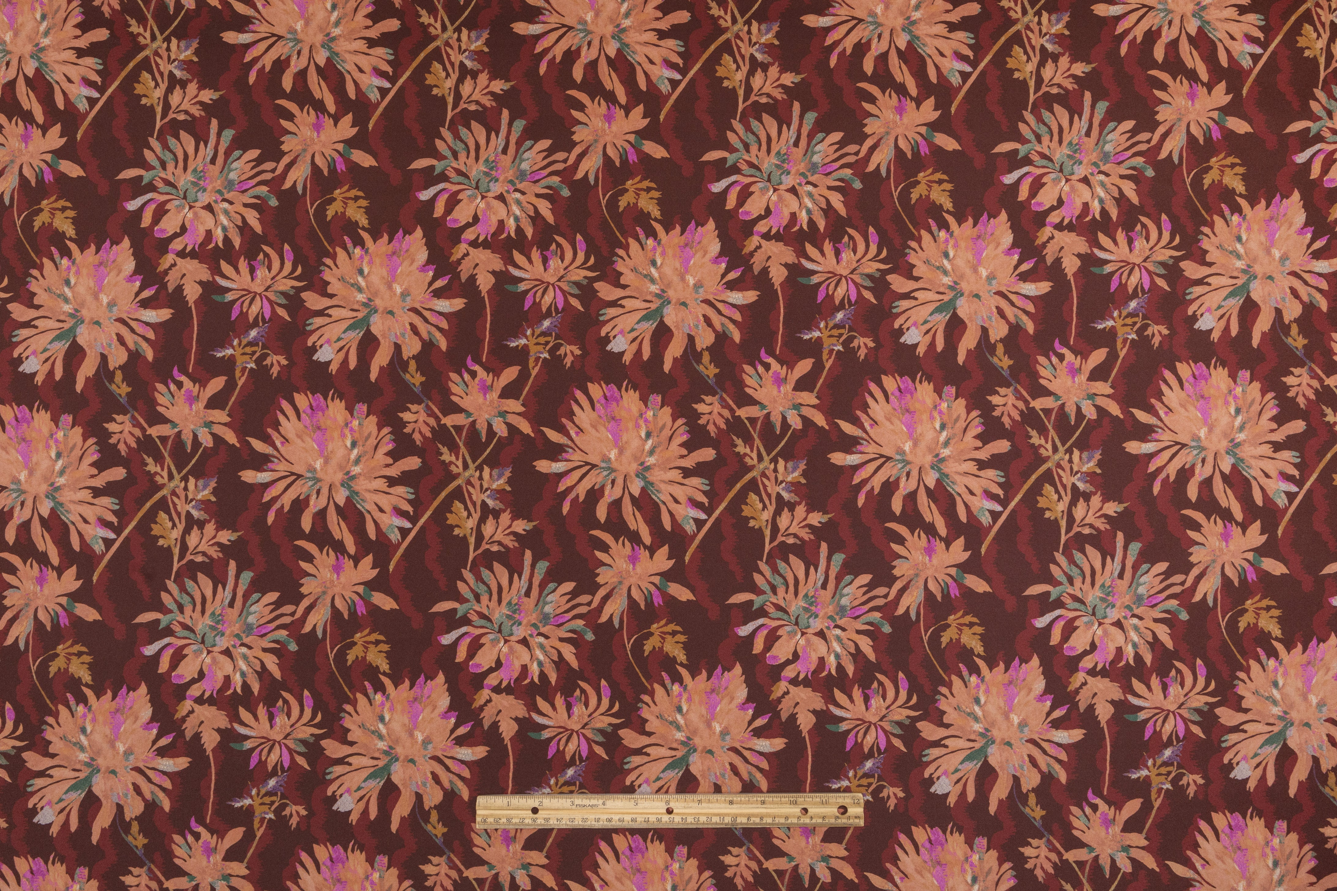 Luigi Verga - Floral Italian Silk Mikado - Brown