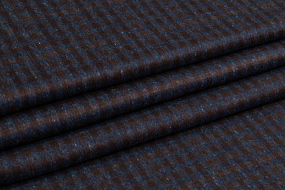 Checked Italian Wool Cashmere Silk - Navy / Brown