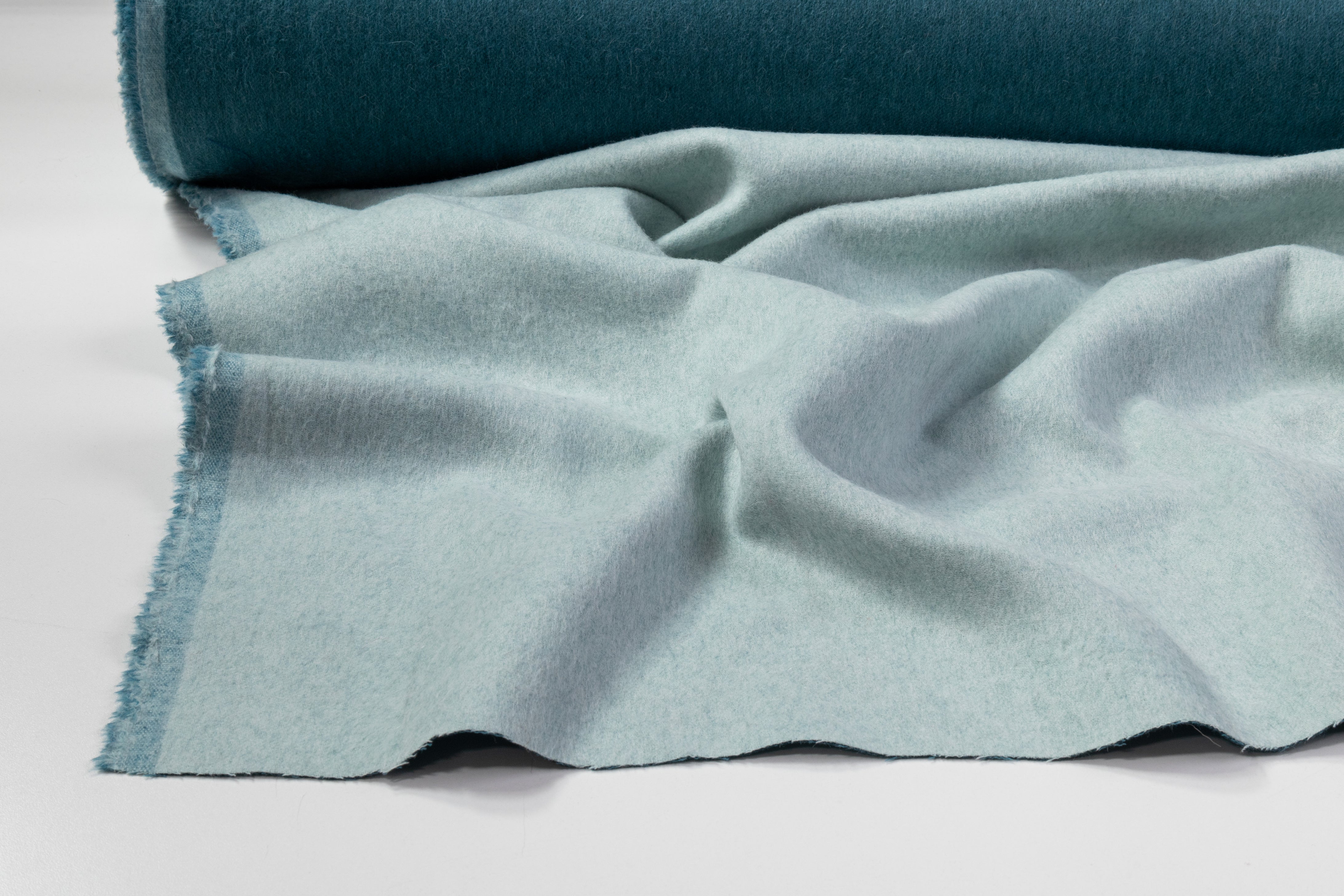 Double Faced Italian Alpaca Wool Coating - Blue