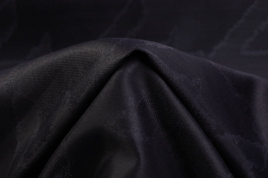 Houndstooth Italian Wool Blend Brocade - Black