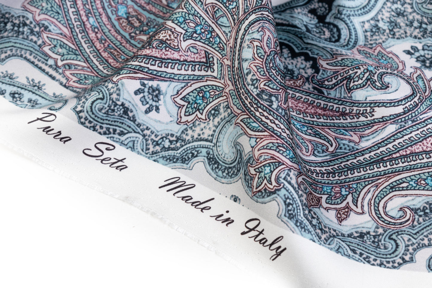 Paisley Italian Silk Twill - Teal / Mauve