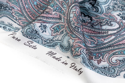 Paisley Italian Silk Twill - Teal / Mauve