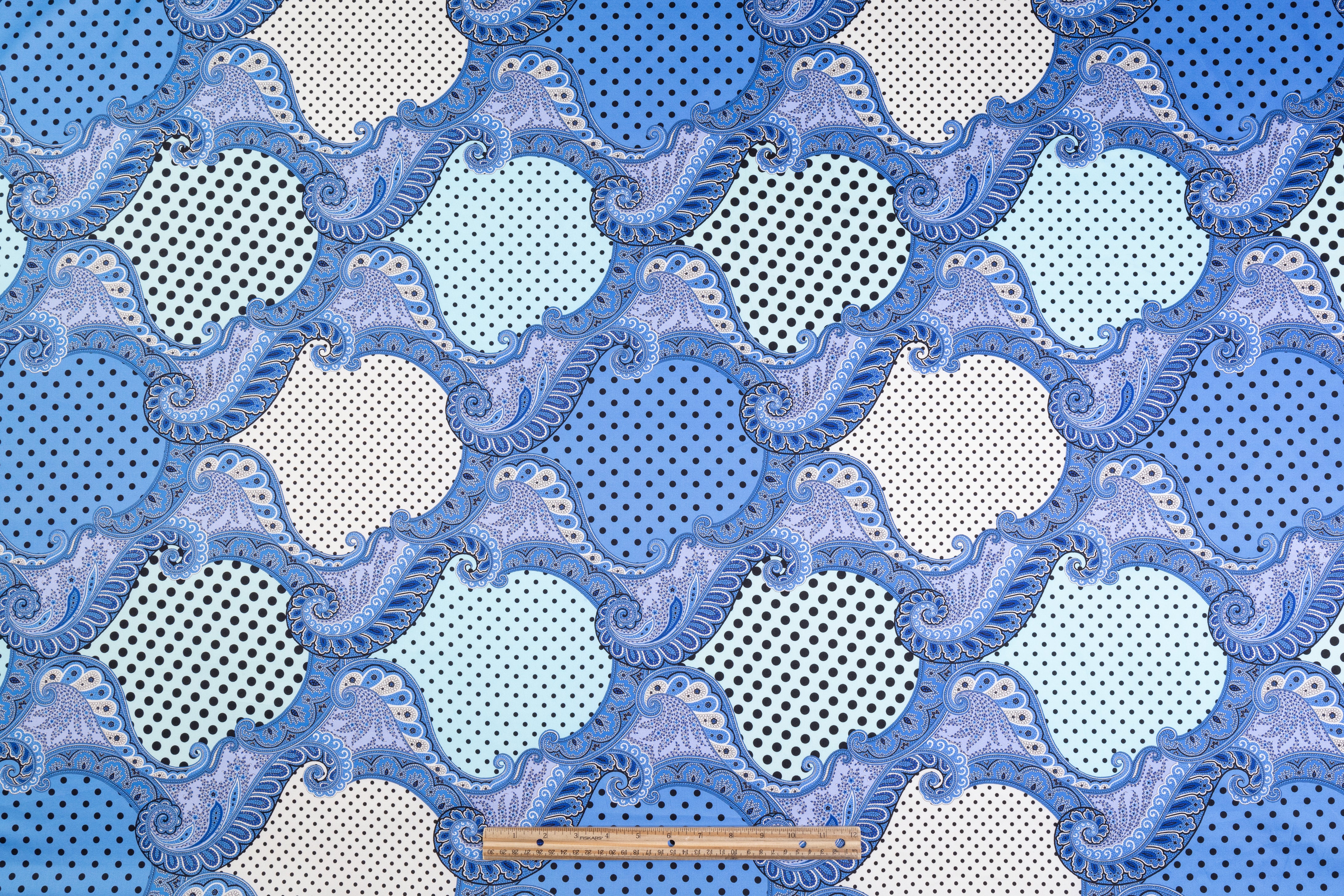 Emanuel Ungaro - Italian Polka Dot Paisley Cotton Sateen - Blue / Black / Off White