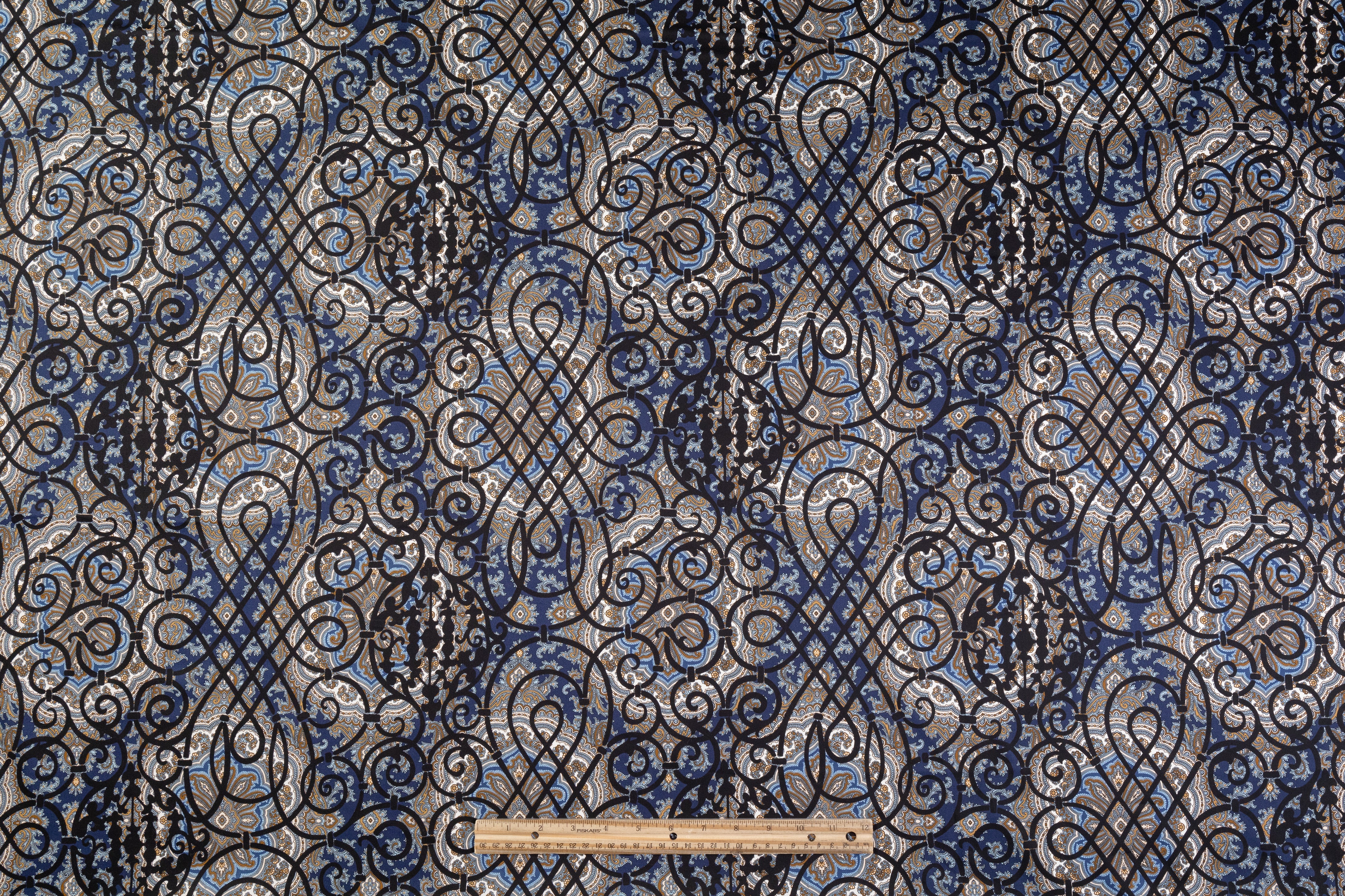 Emanuel Ungaro - Paisley Lattice Italian Cotton Sateen - Navy / Black / Brown