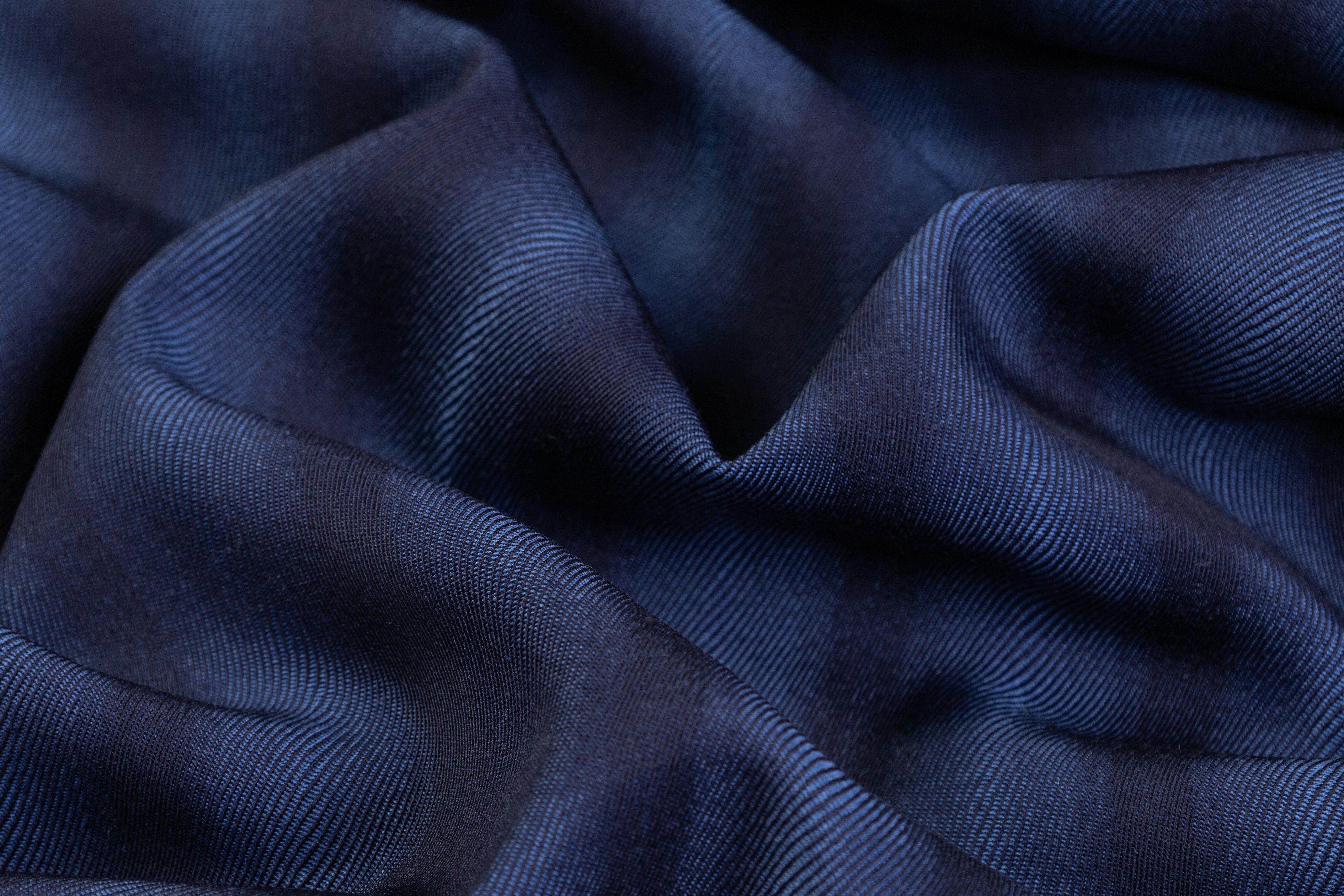 Striped Italian Wool Twill - Navy