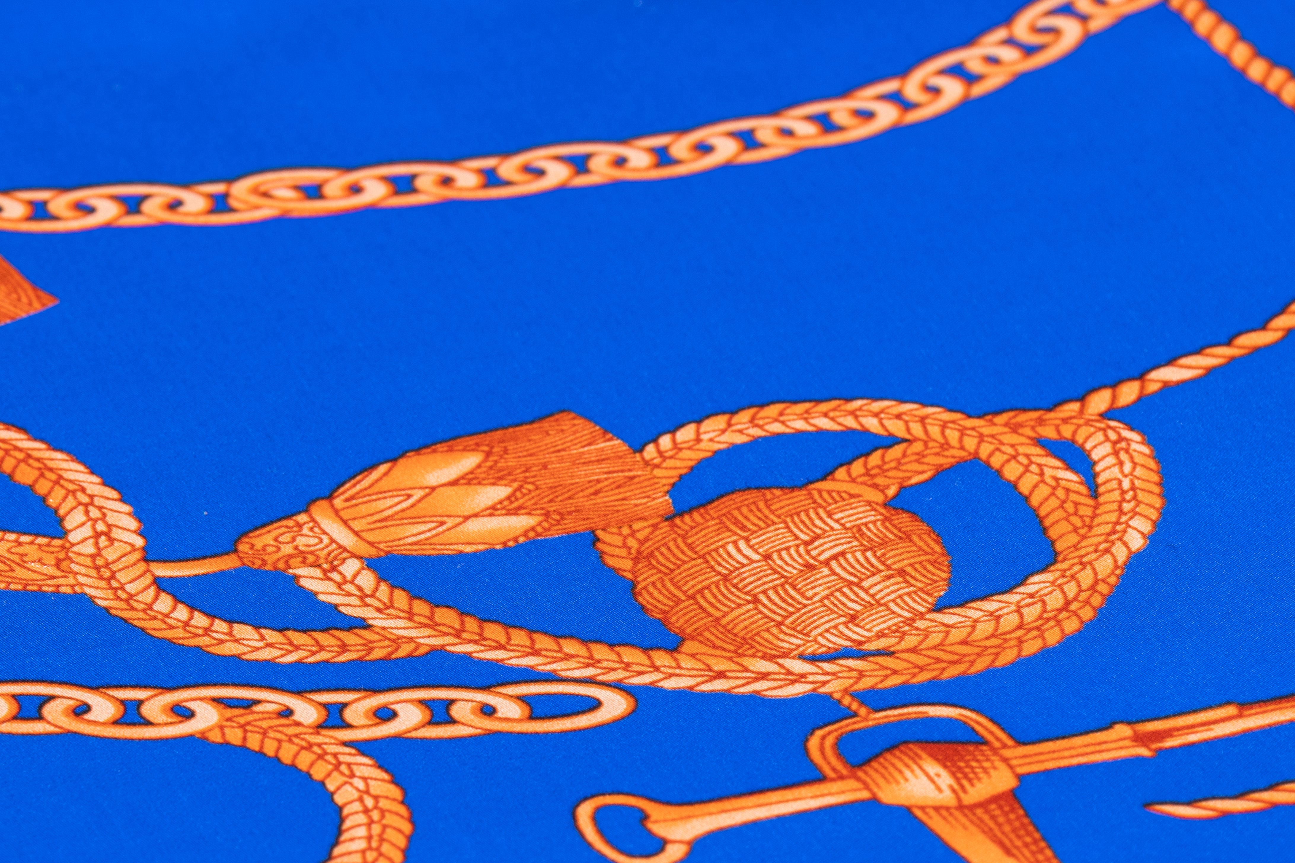 Ratti - Equestrian Rope Print Italian Cotton Sateen - Blue / Orange