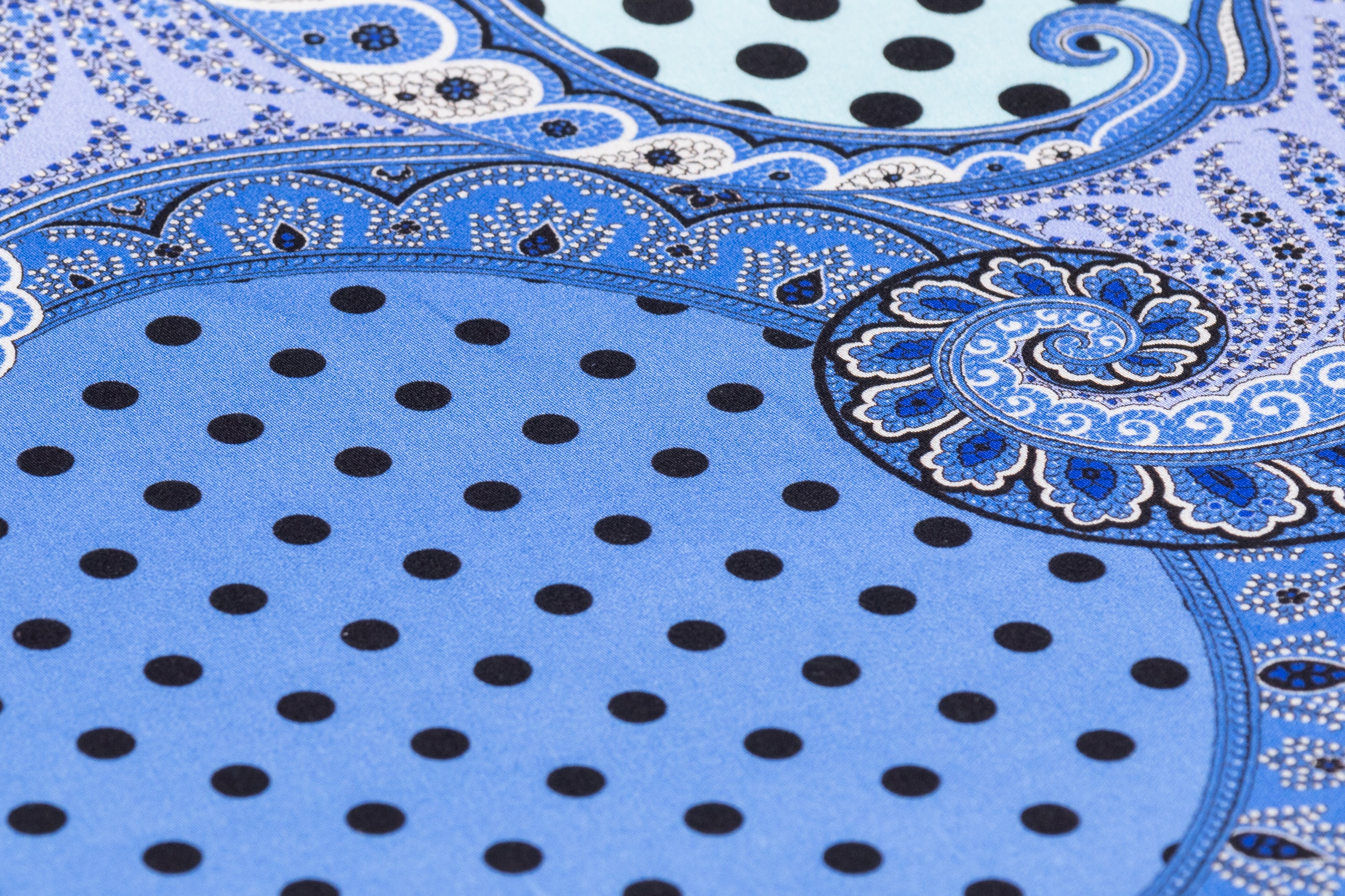 Emanuel Ungaro - Italian Polka Dot Paisley Cotton Sateen - Blue / Black / Off White