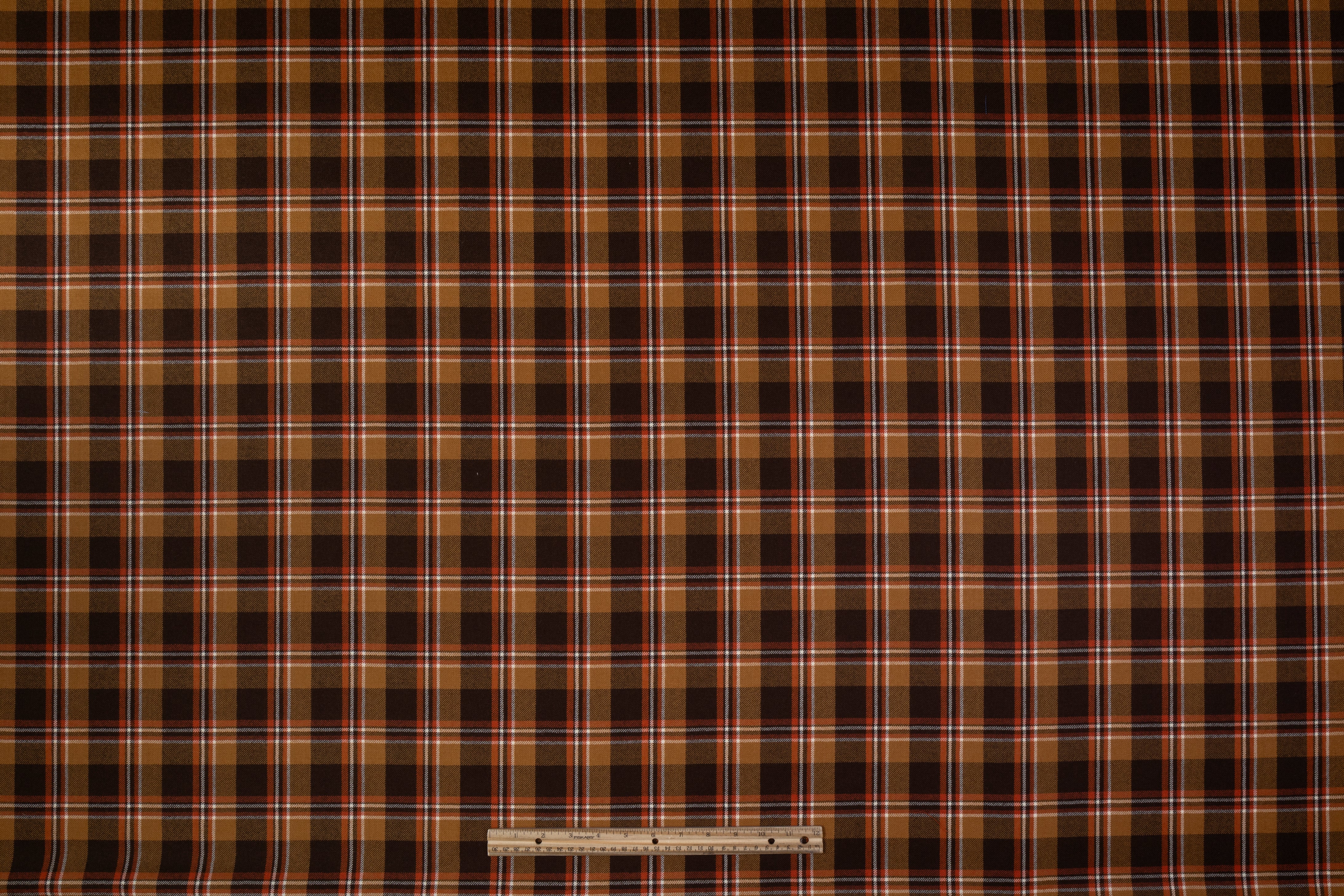 Tartan Italian Wool Suiting - Brown / Orange