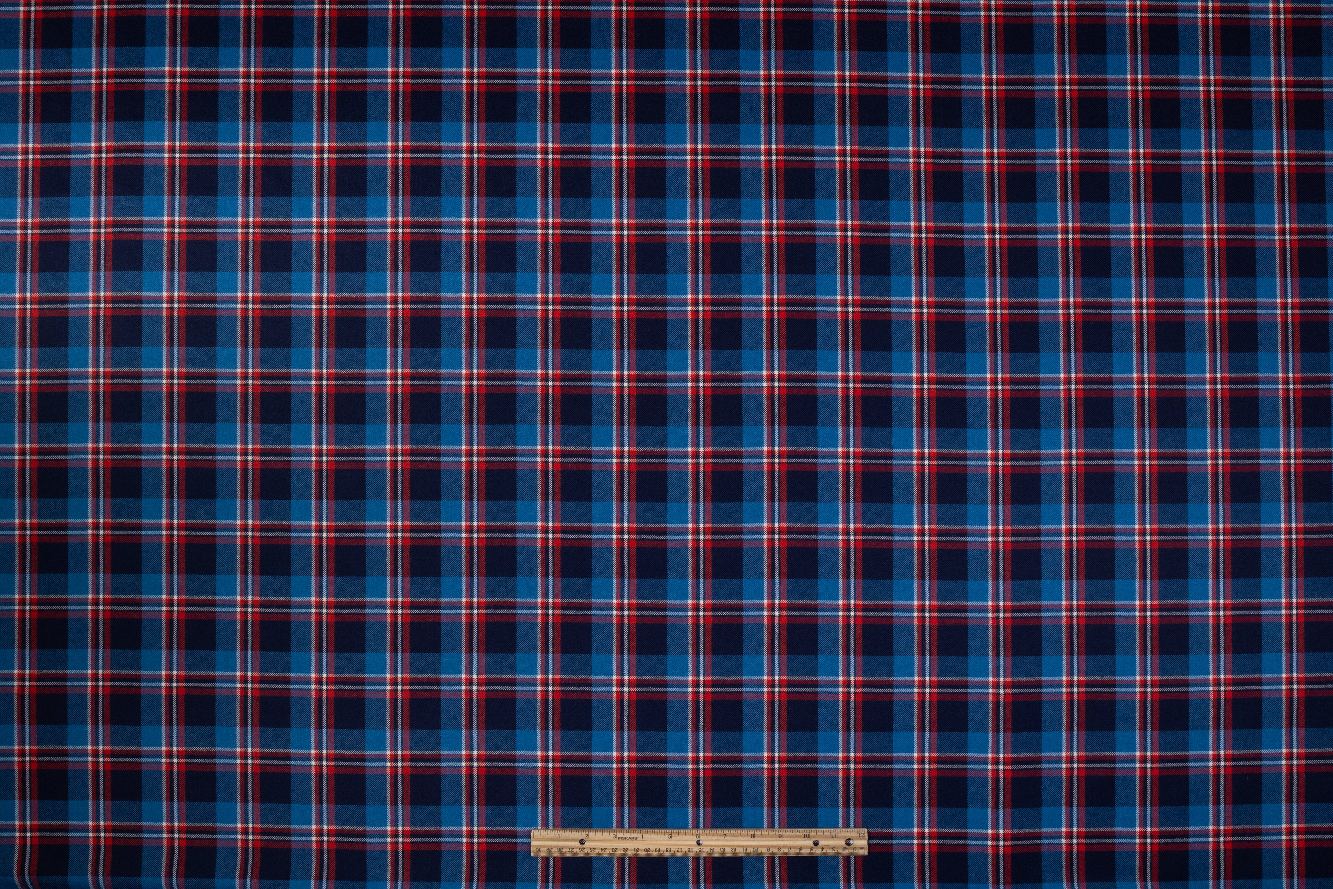 Tartan Italian Wool Suiting - Blue / Red
