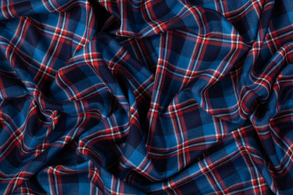 Tartan Italian Wool Suiting - Blue / Red