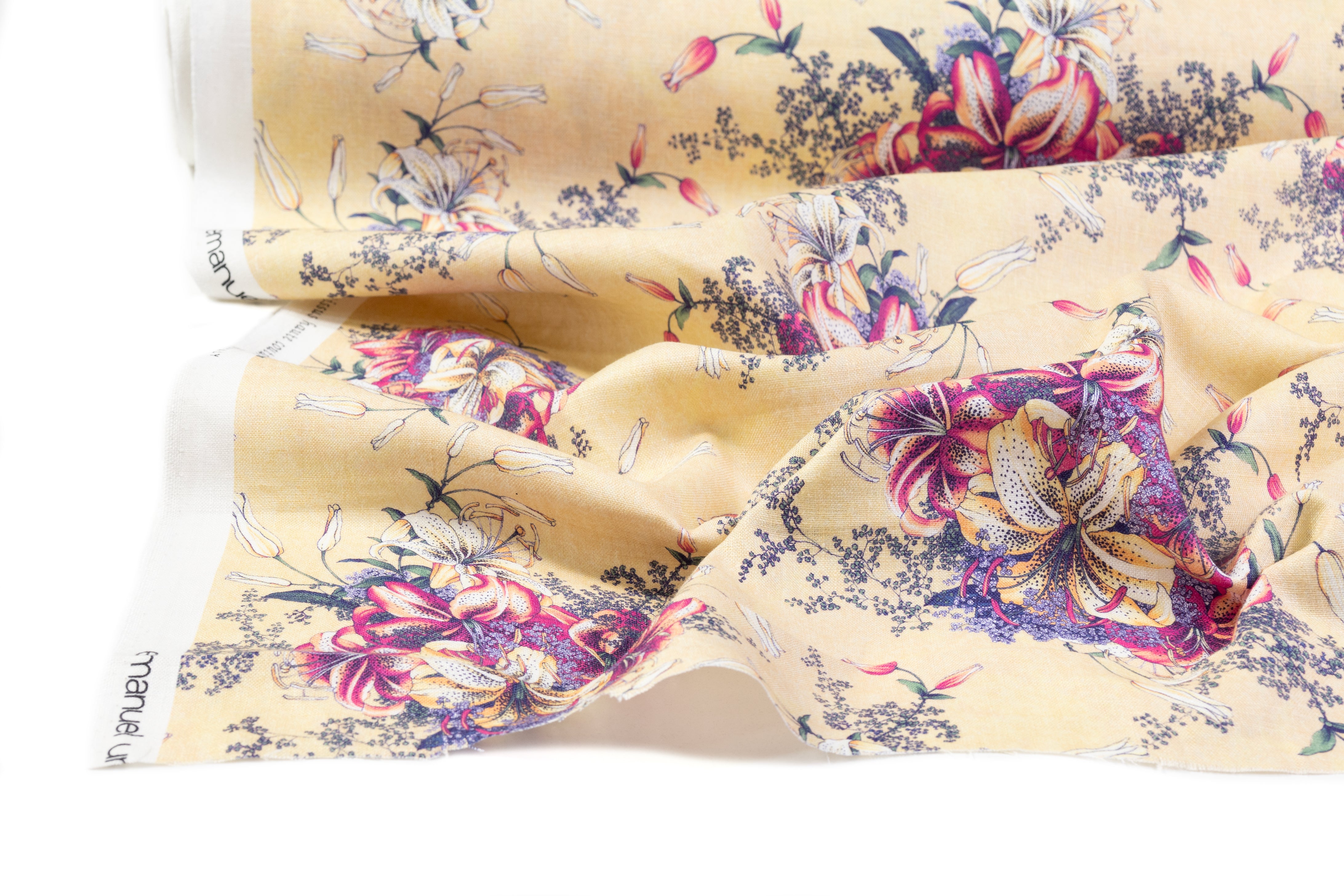 Emanuel Ungaro - Floral Italian Linen - Yellow / Fuchsia