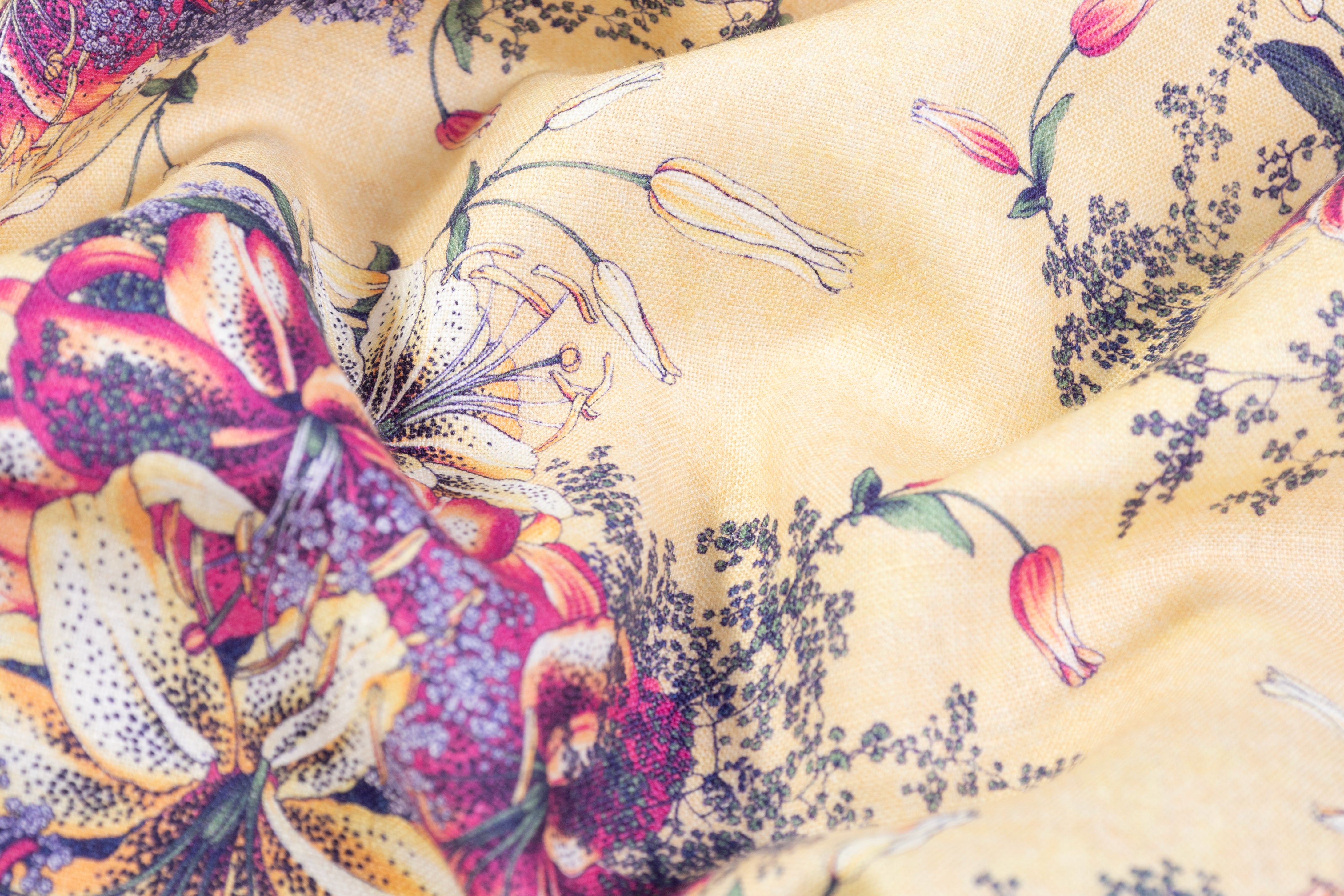Emanuel Ungaro - Floral Italian Linen - Yellow / Fuchsia