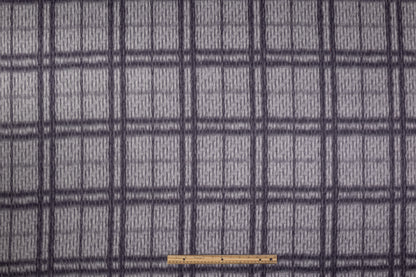 Checked Italian Alpaca Wool Coating - Gray / Purple