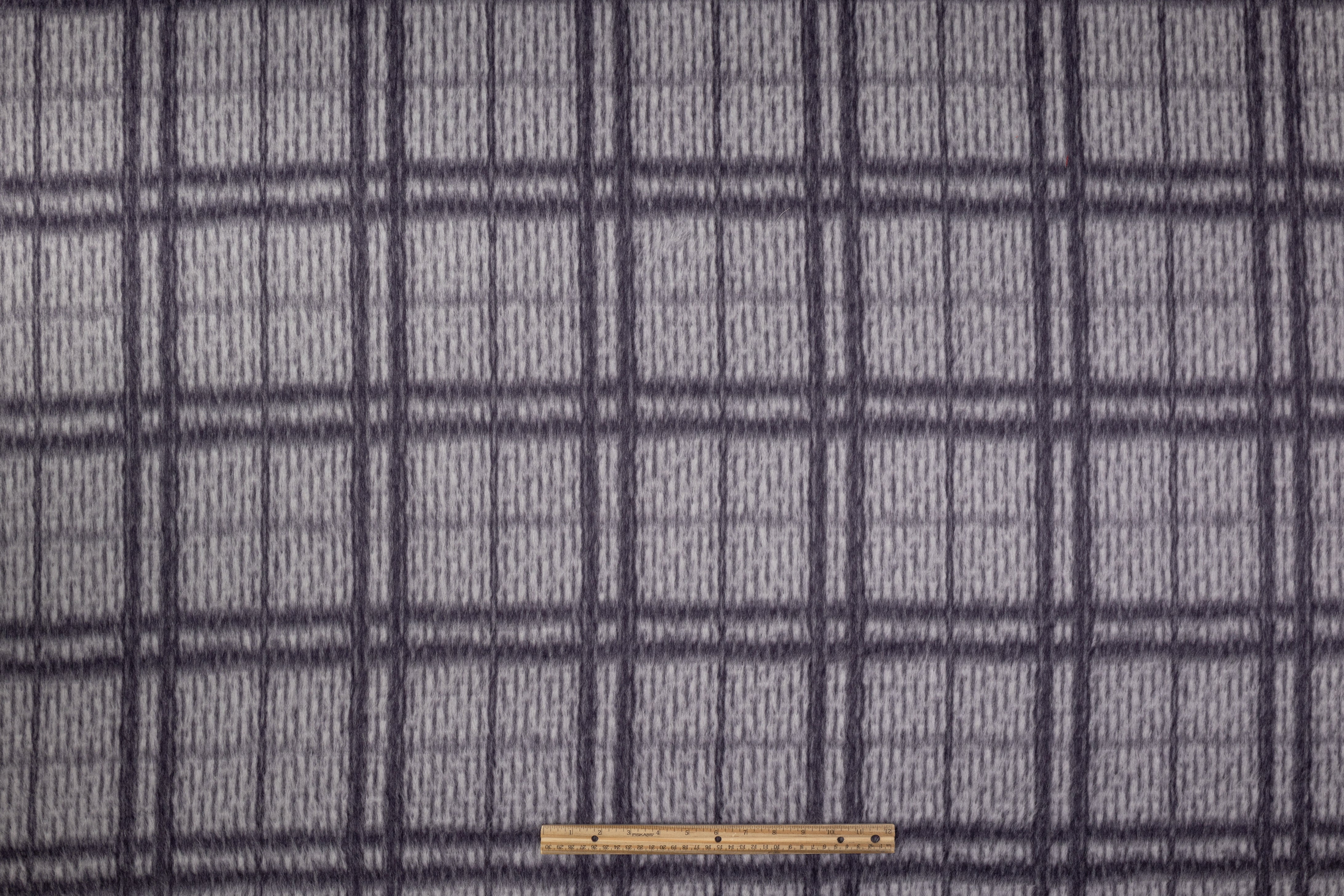 Checked Italian Alpaca Wool Coating - Gray / Purple