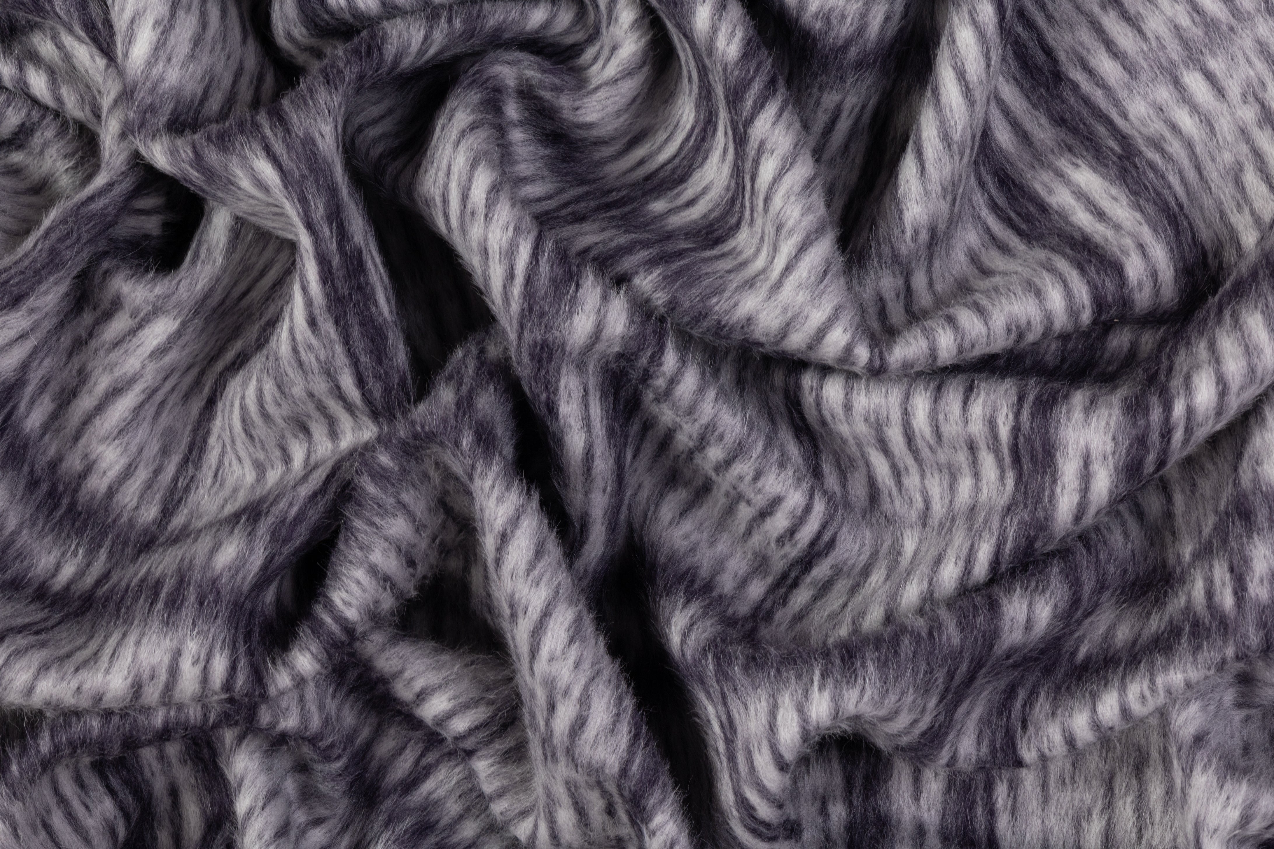 Checked Italian Alpaca Wool Coating - Gray / Purple