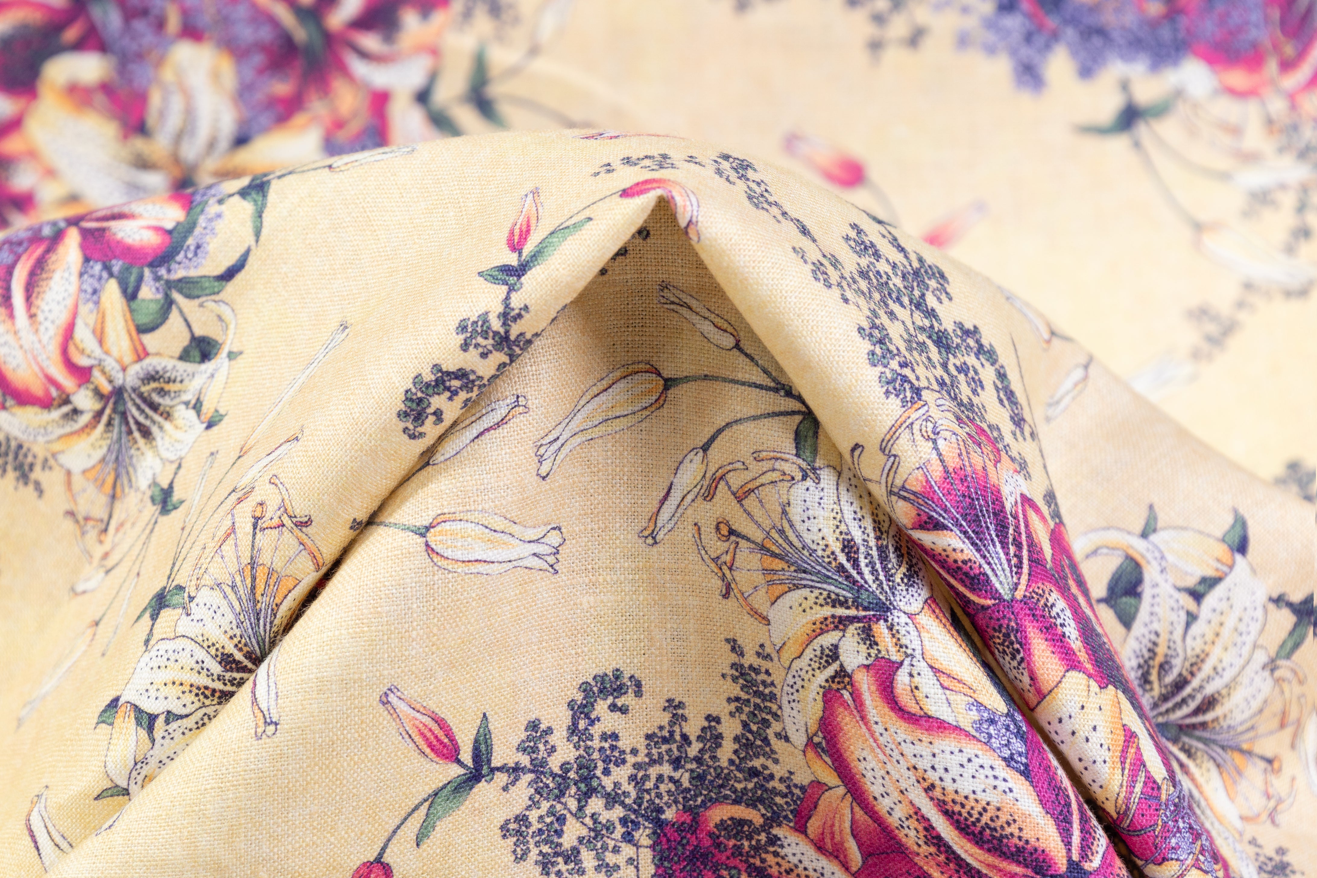 Emanuel Ungaro - Floral Italian Linen - Yellow / Fuchsia