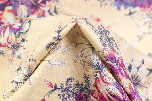 Emanuel Ungaro - Floral Italian Linen - Yellow / Fuchsia