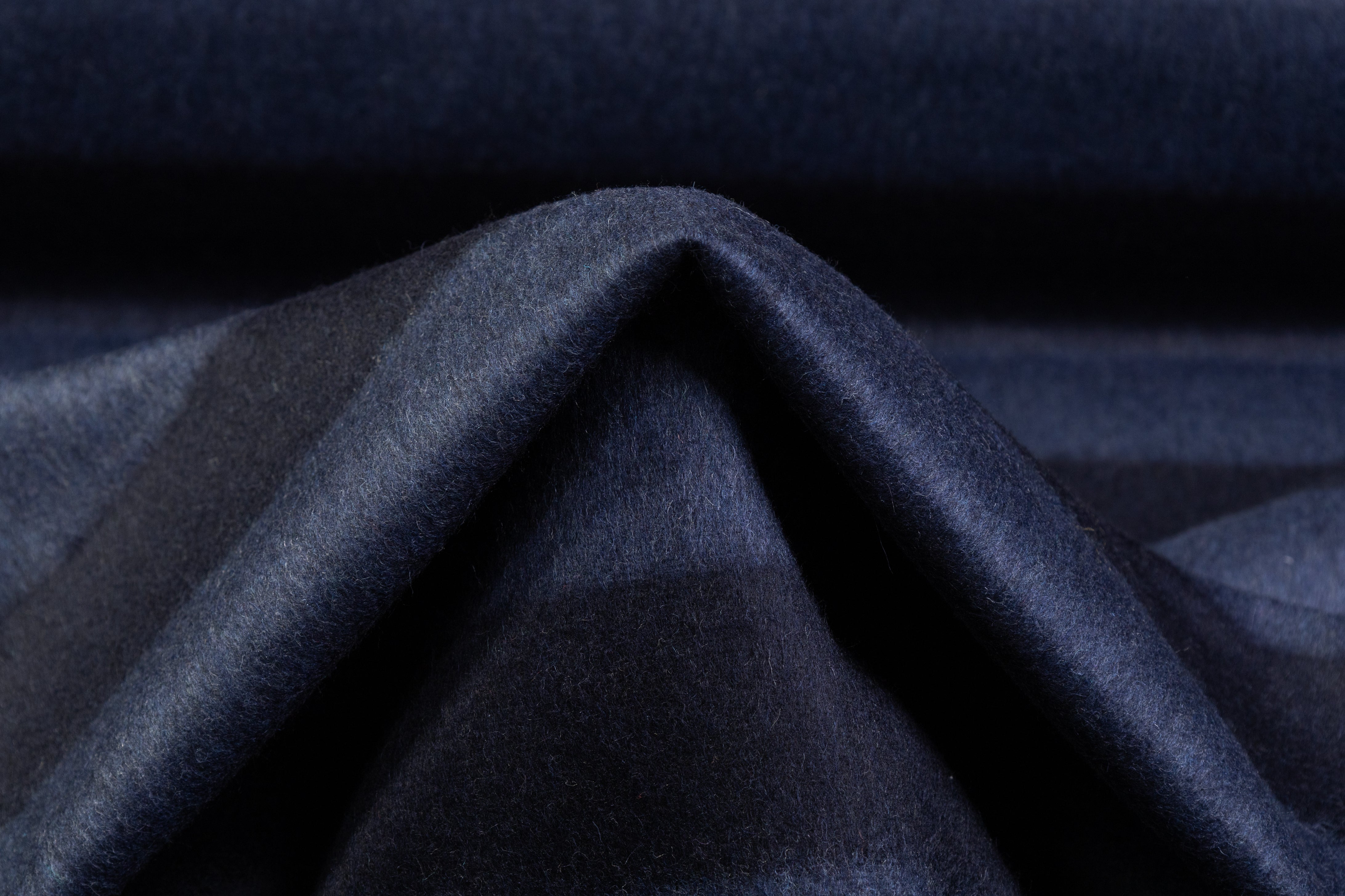 Striped Italian Wool Blend Coating - Navy