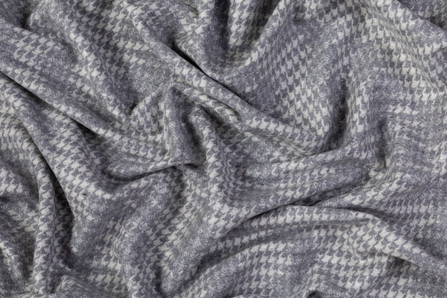 Abstract Houndstooth Italian Wool Coating - Gray