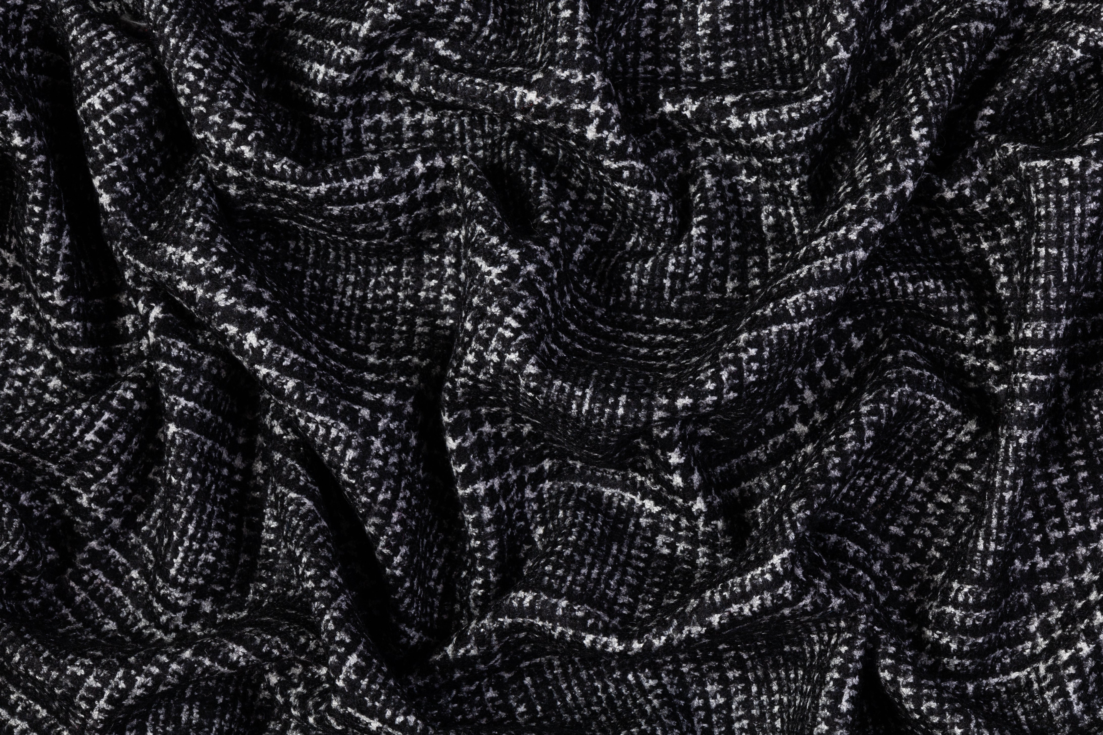 Glen Check Italian Wool Nylon Coating - Black / White