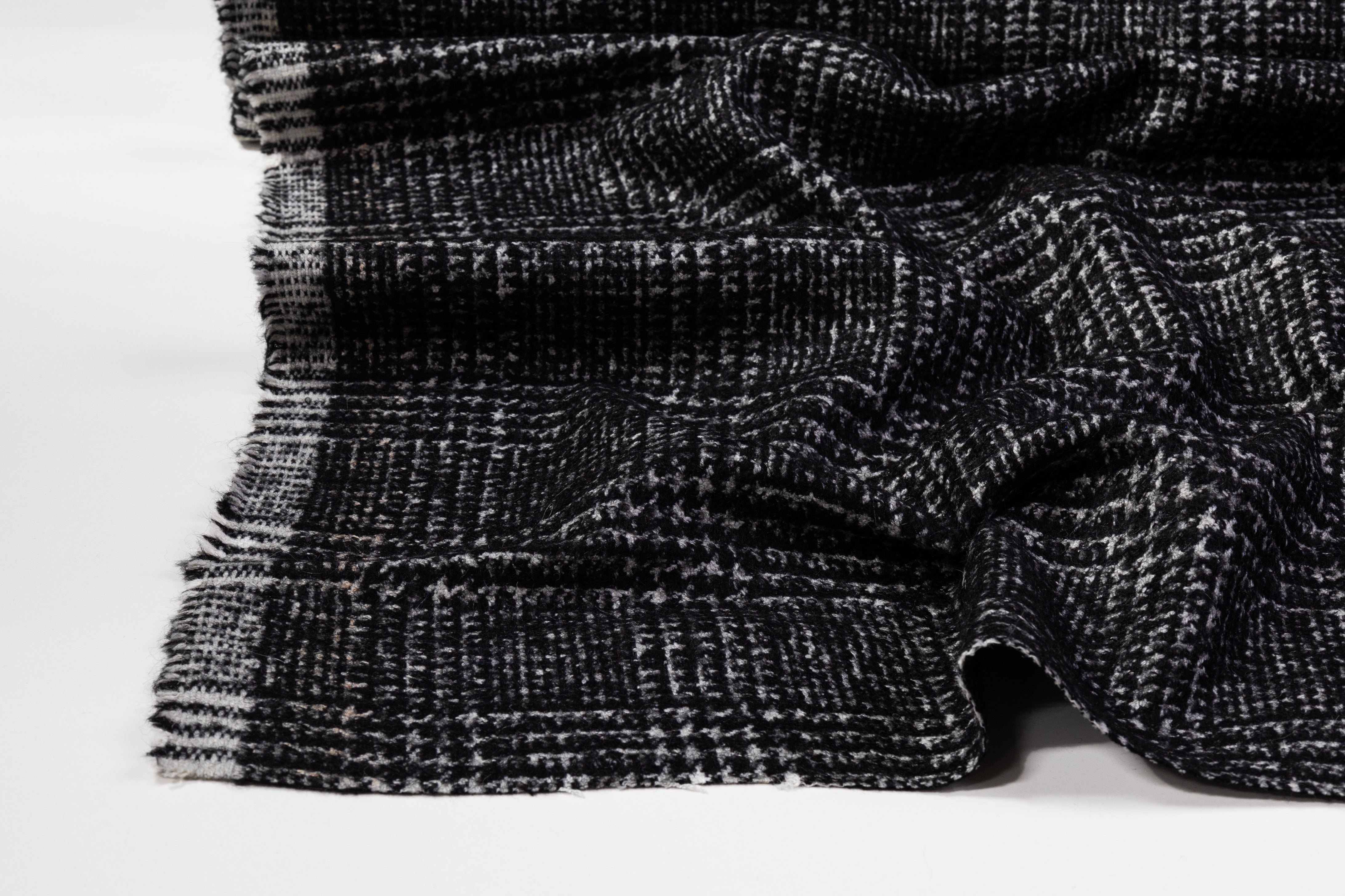 Glen Check Italian Wool Nylon Coating - Black / White