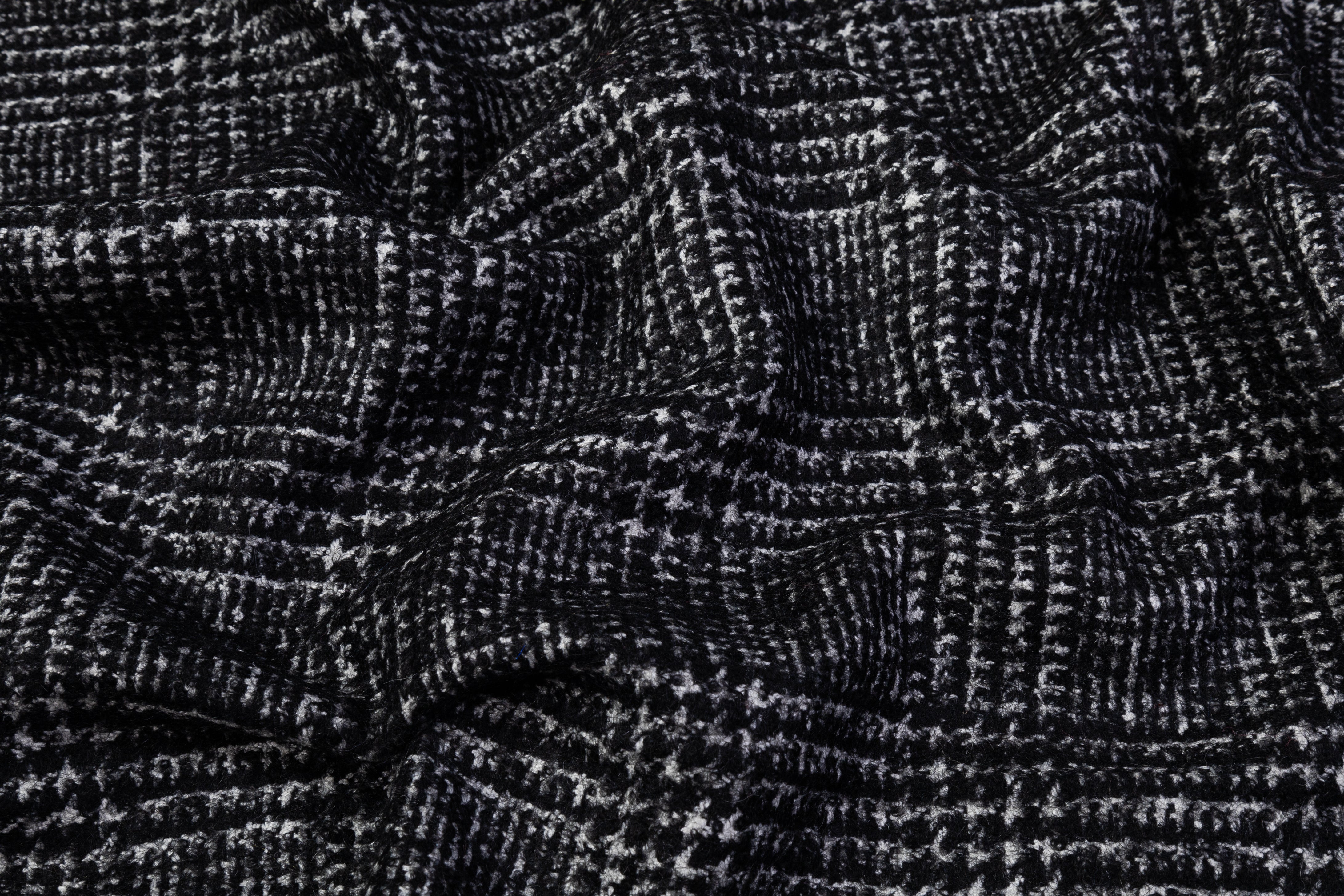 Glen Check Italian Wool Nylon Coating - Black / White