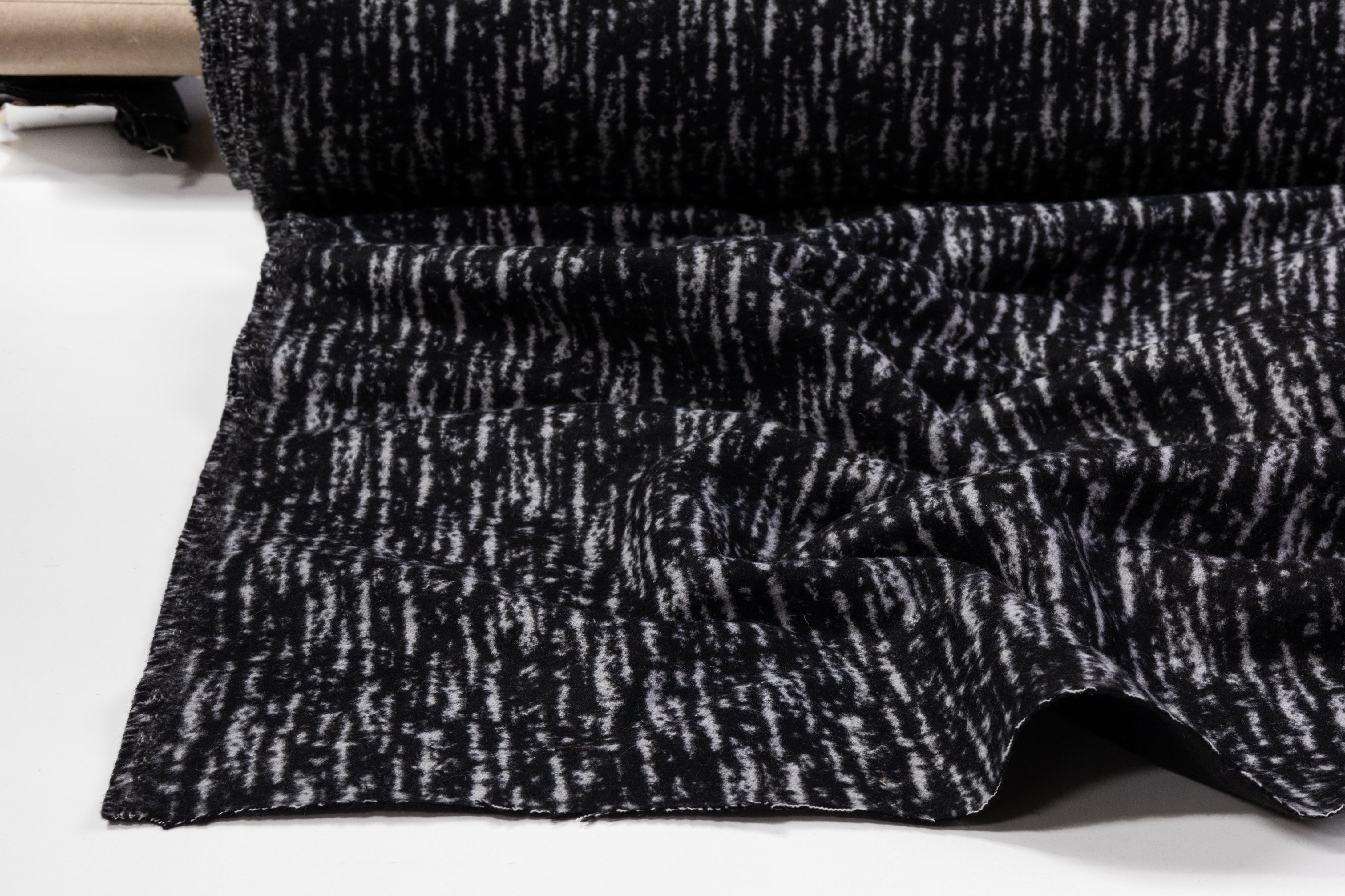 Double Faced Italian Wool Nylon Coating - Black / White