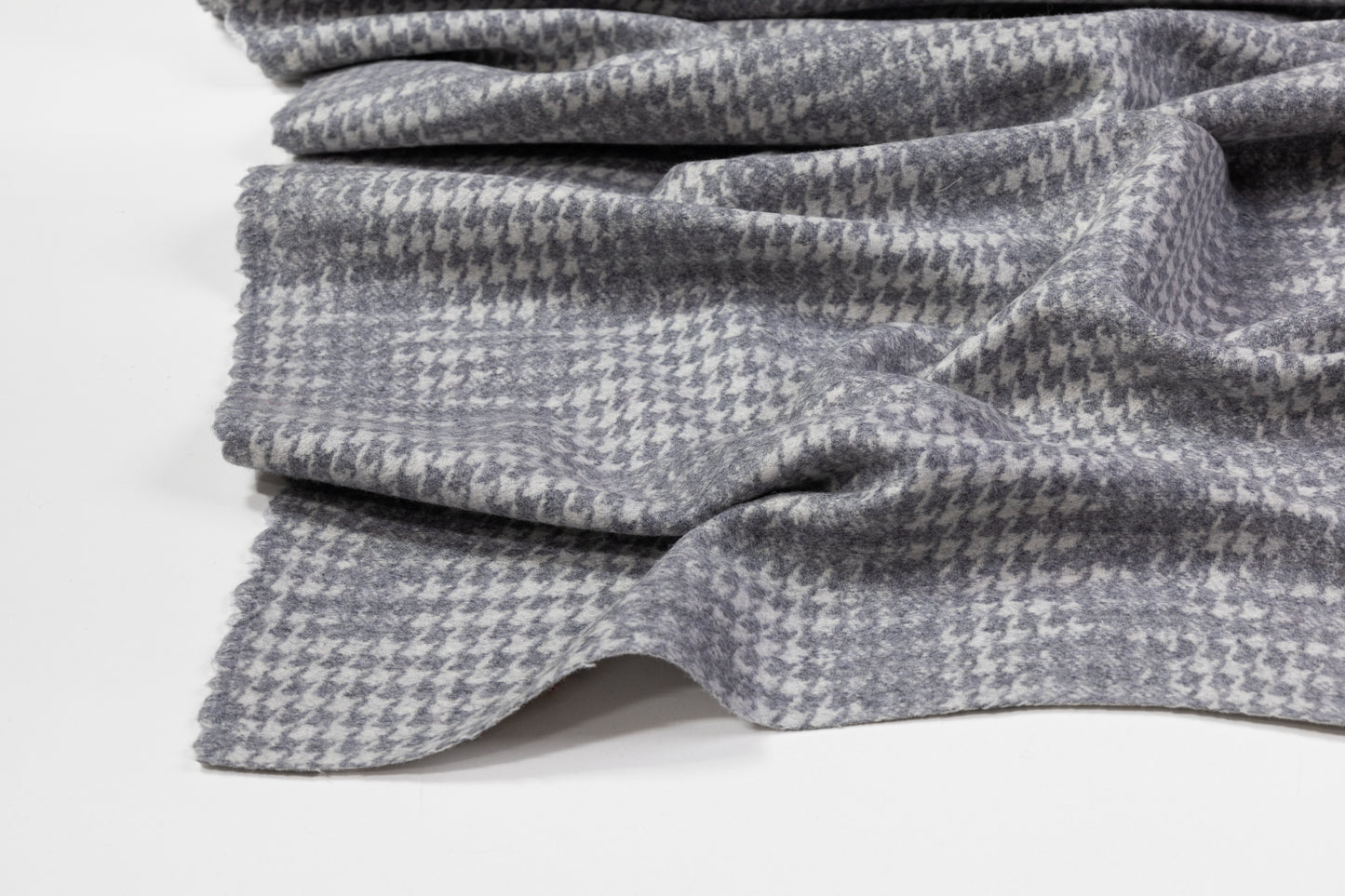 Abstract Houndstooth Italian Wool Coating - Gray