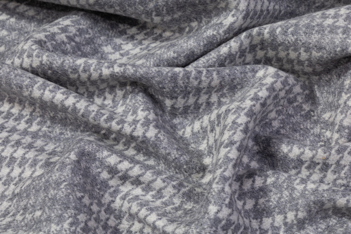 Abstract Houndstooth Italian Wool Coating - Gray