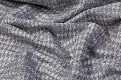 Abstract Houndstooth Italian Wool Coating - Gray