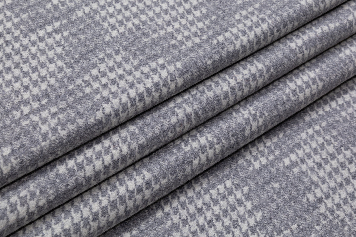 Abstract Houndstooth Italian Wool Coating - Gray