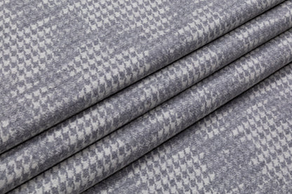 Abstract Houndstooth Italian Wool Coating - Gray