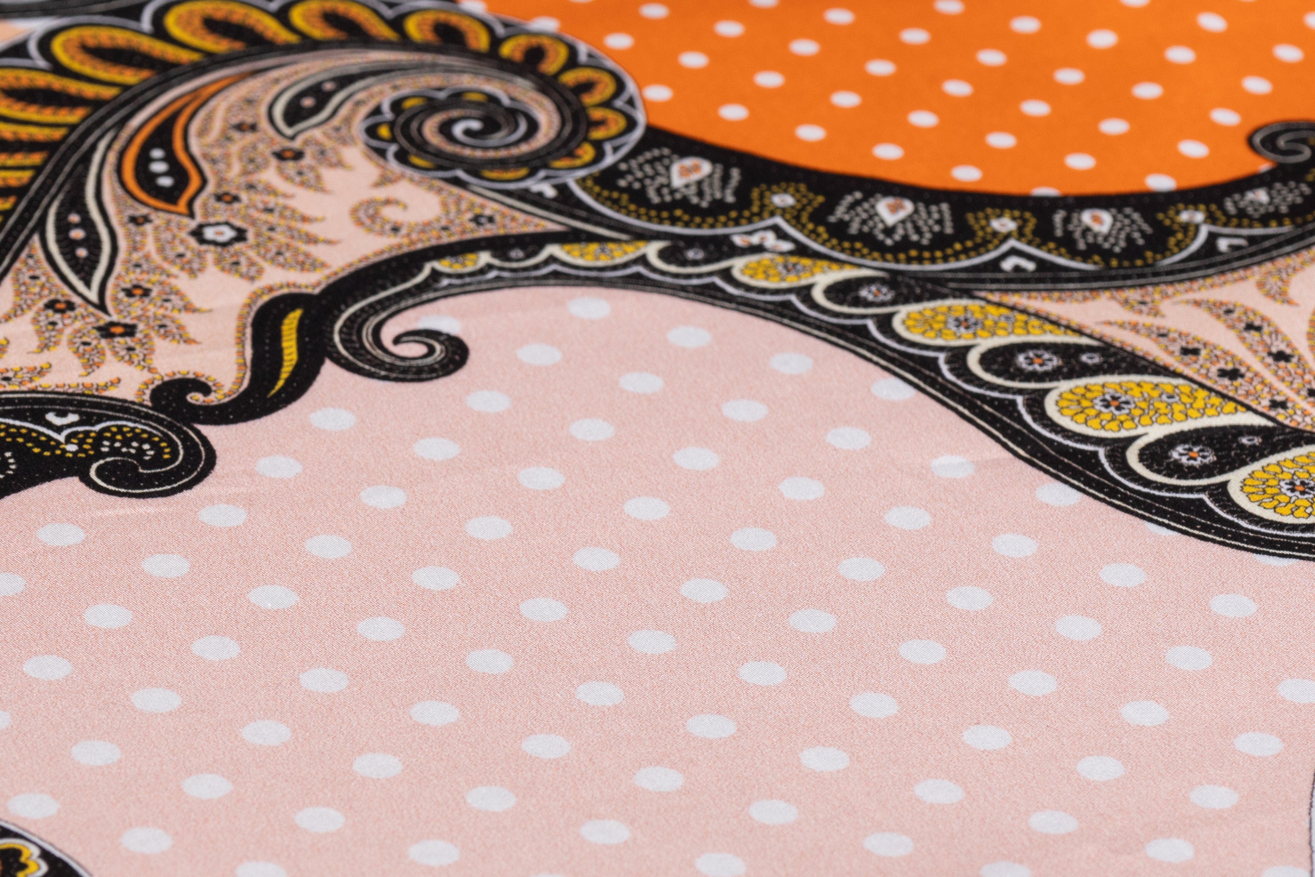 Emanuel Ungaro - Italian Polka Dot Paisley Cotton Sateen - Orange / Peach / Black