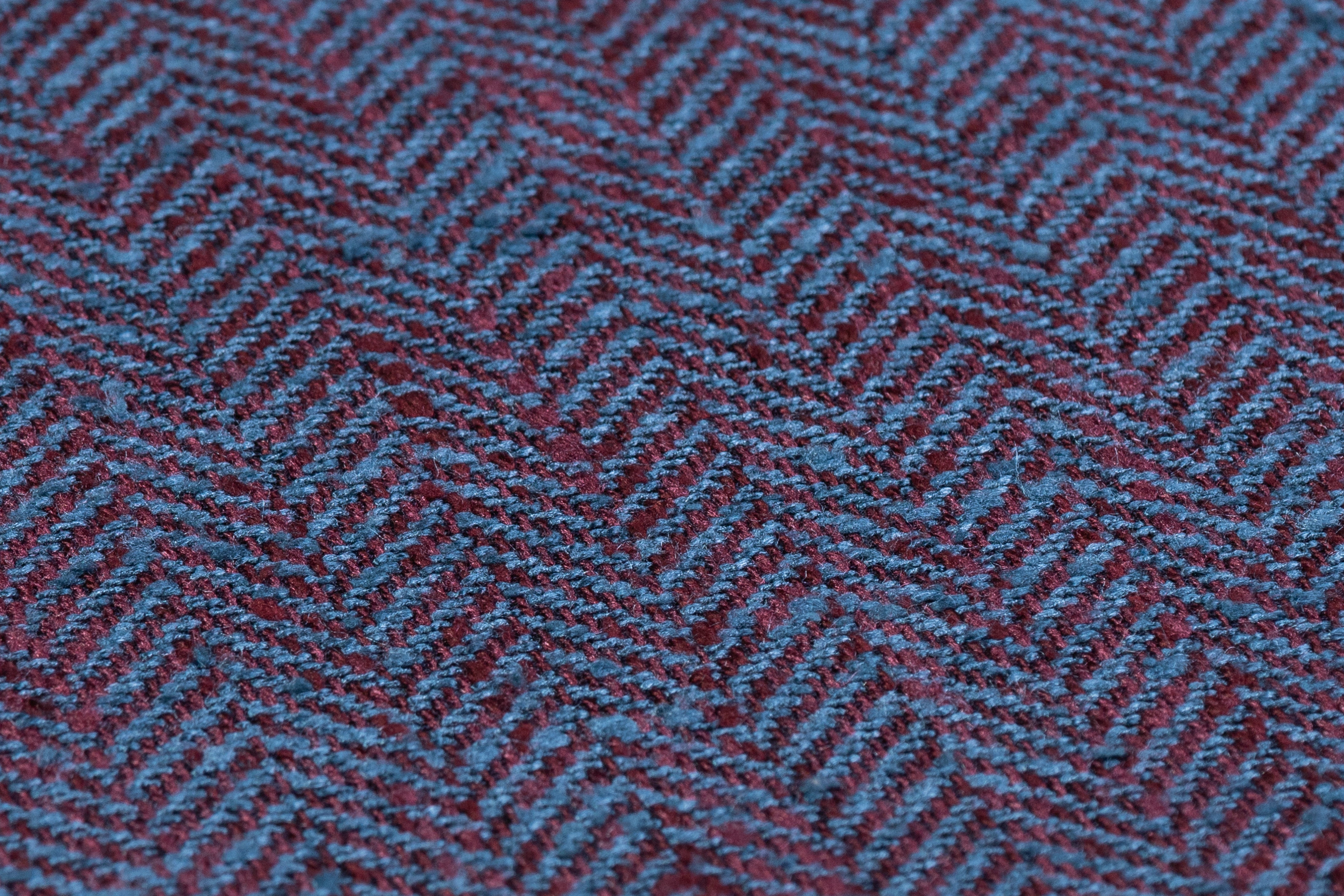 Ferla - Iridescent Italian Herringbone Wool Tweed - Blue / Burgundy