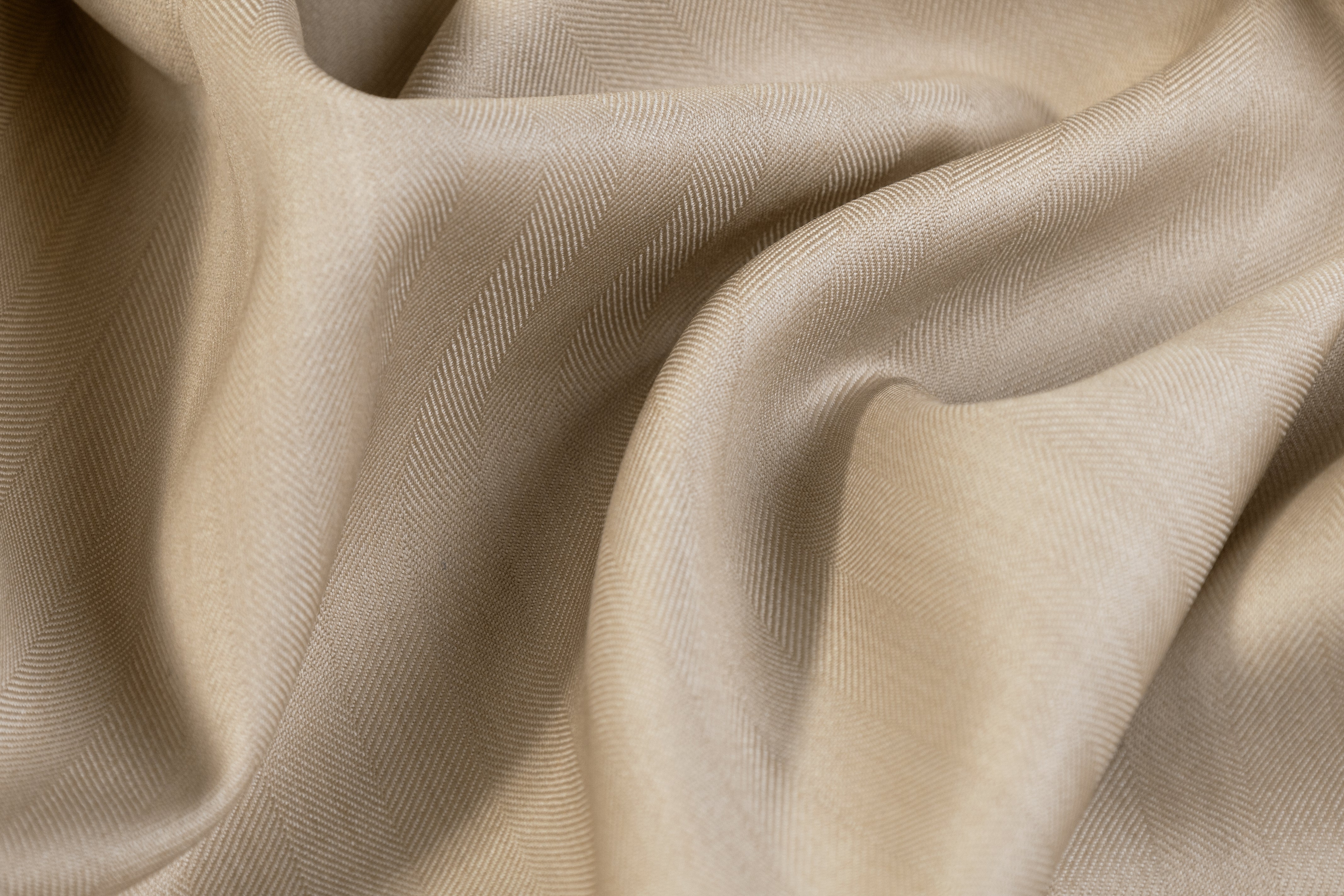 Two-Tone Herringbone Italian Wool Suiting - Light Taupe