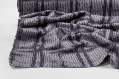 Checked Italian Alpaca Wool Coating - Gray / Purple