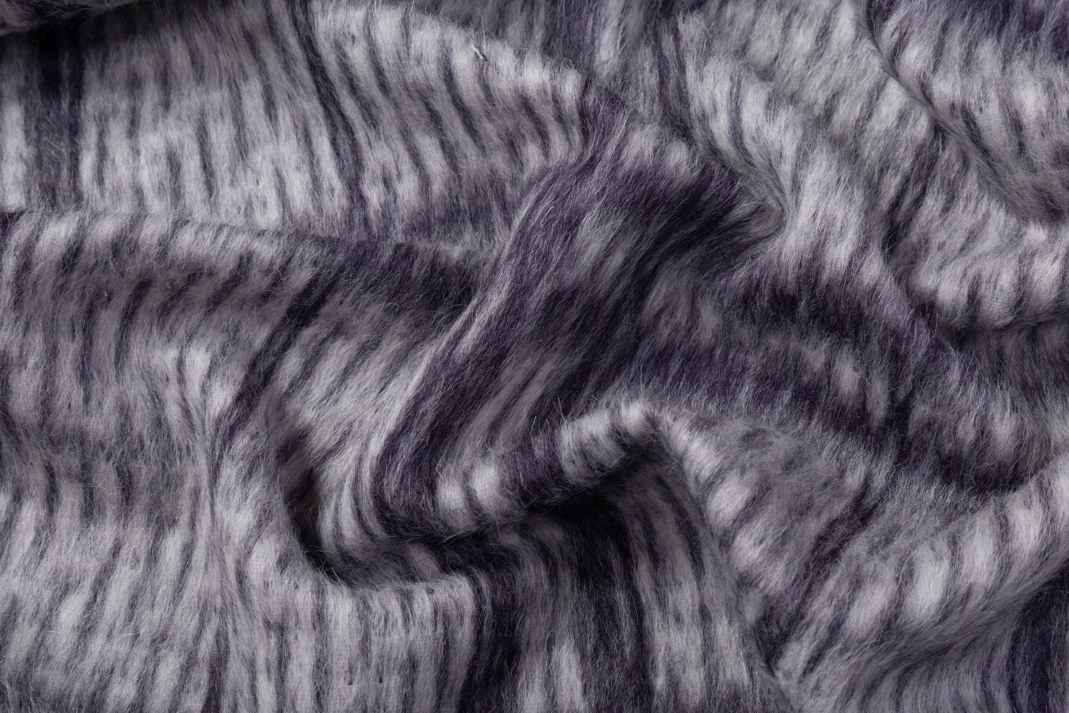 Checked Italian Alpaca Wool Coating - Gray / Purple