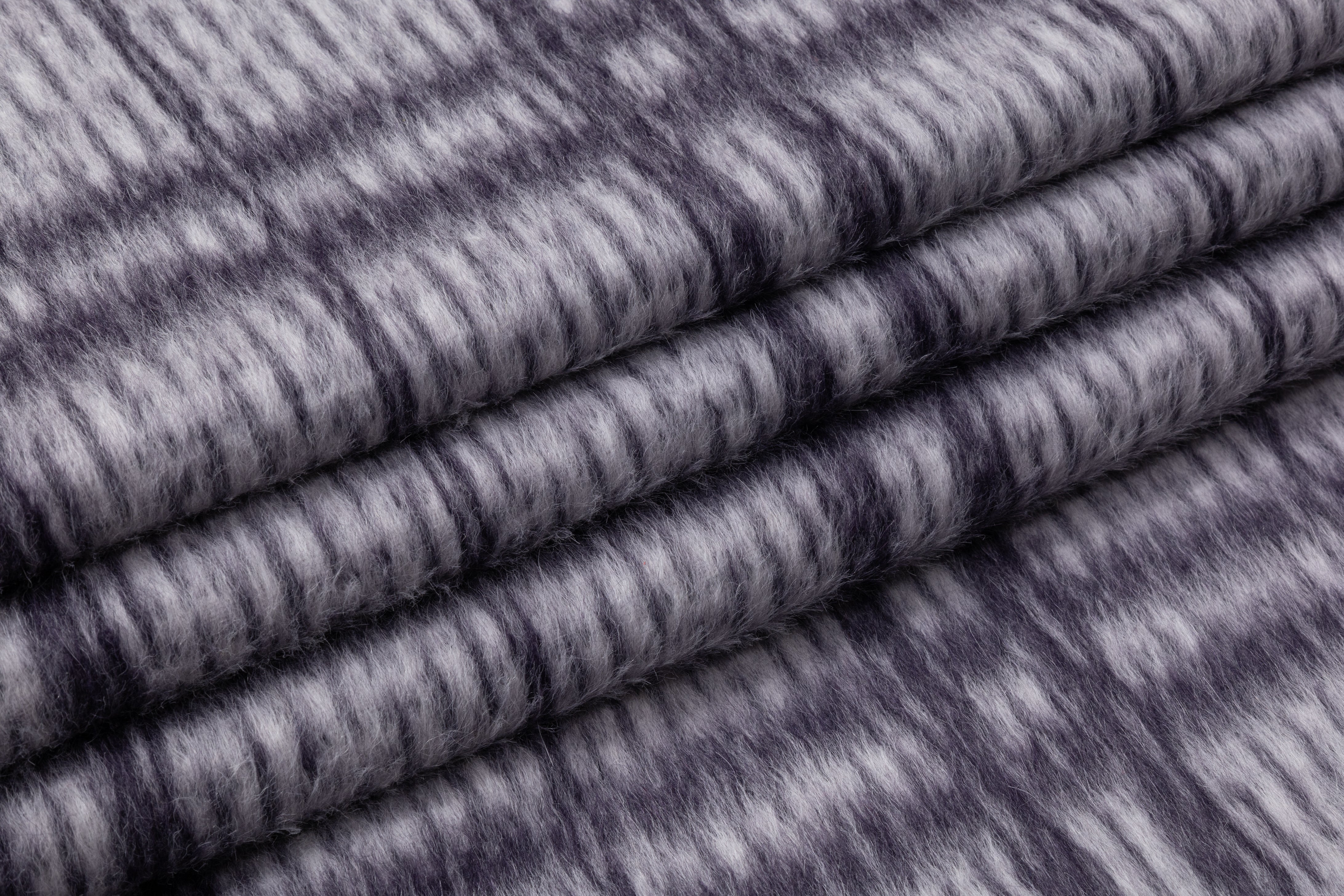 Checked Italian Alpaca Wool Coating - Gray / Purple