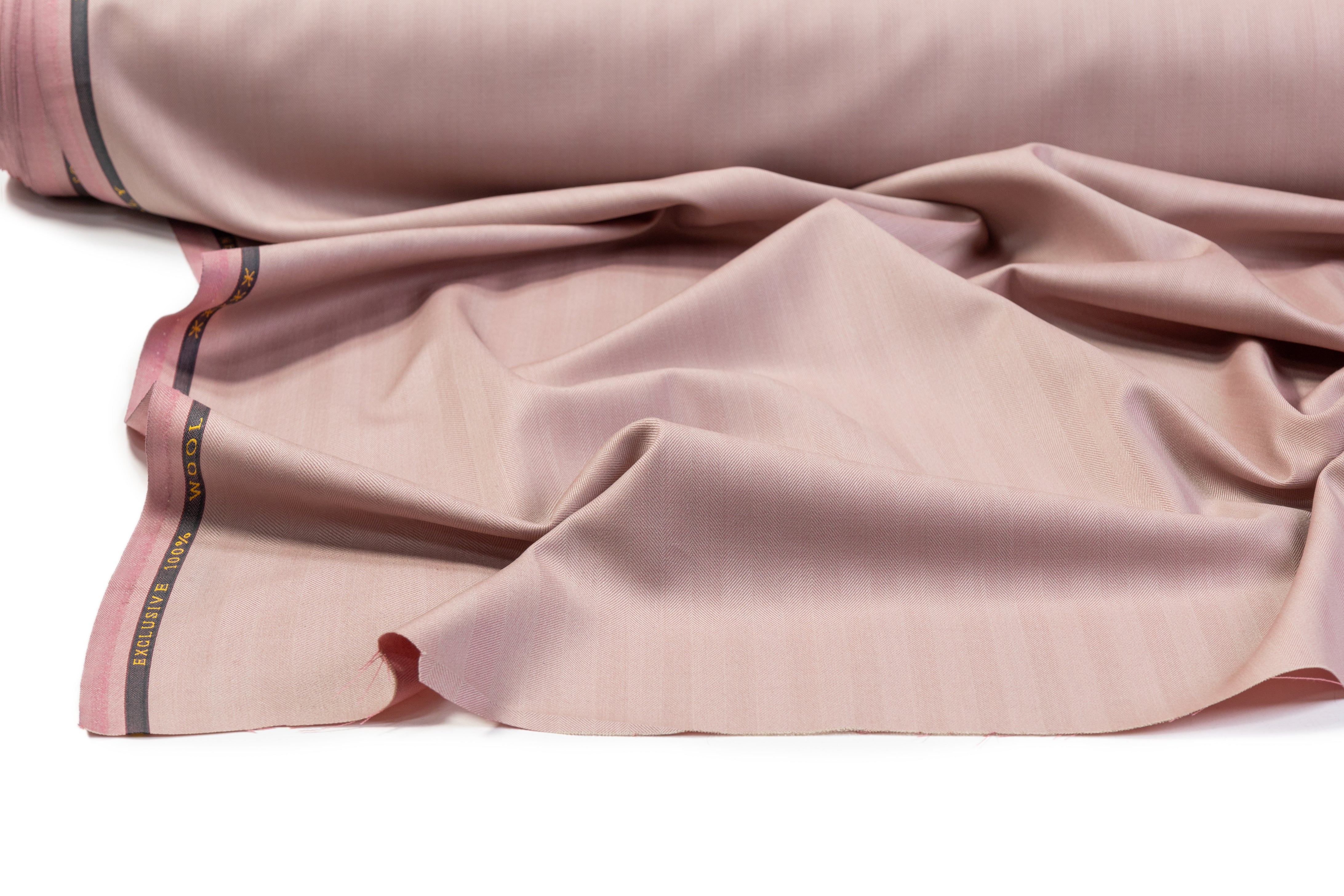 Two-Tone Herringbone Italian Wool Suiting - Blush Pink