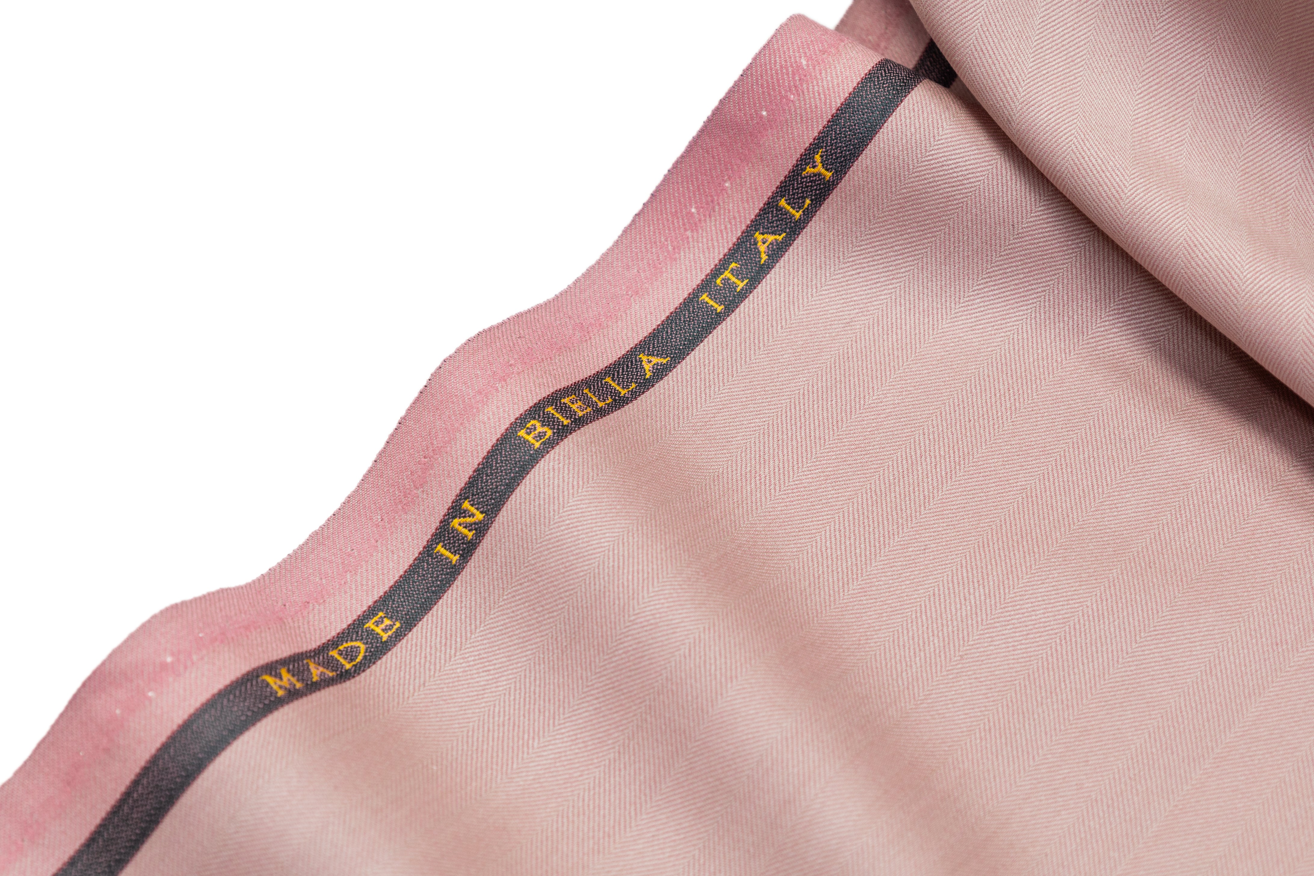 Two-Tone Herringbone Italian Wool Suiting - Blush Pink