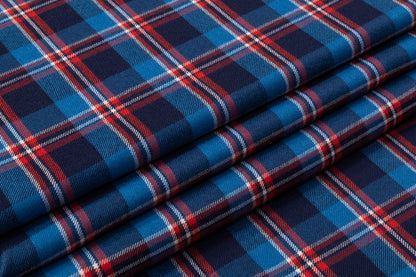 Tartan Italian Wool Suiting - Blue / Red
