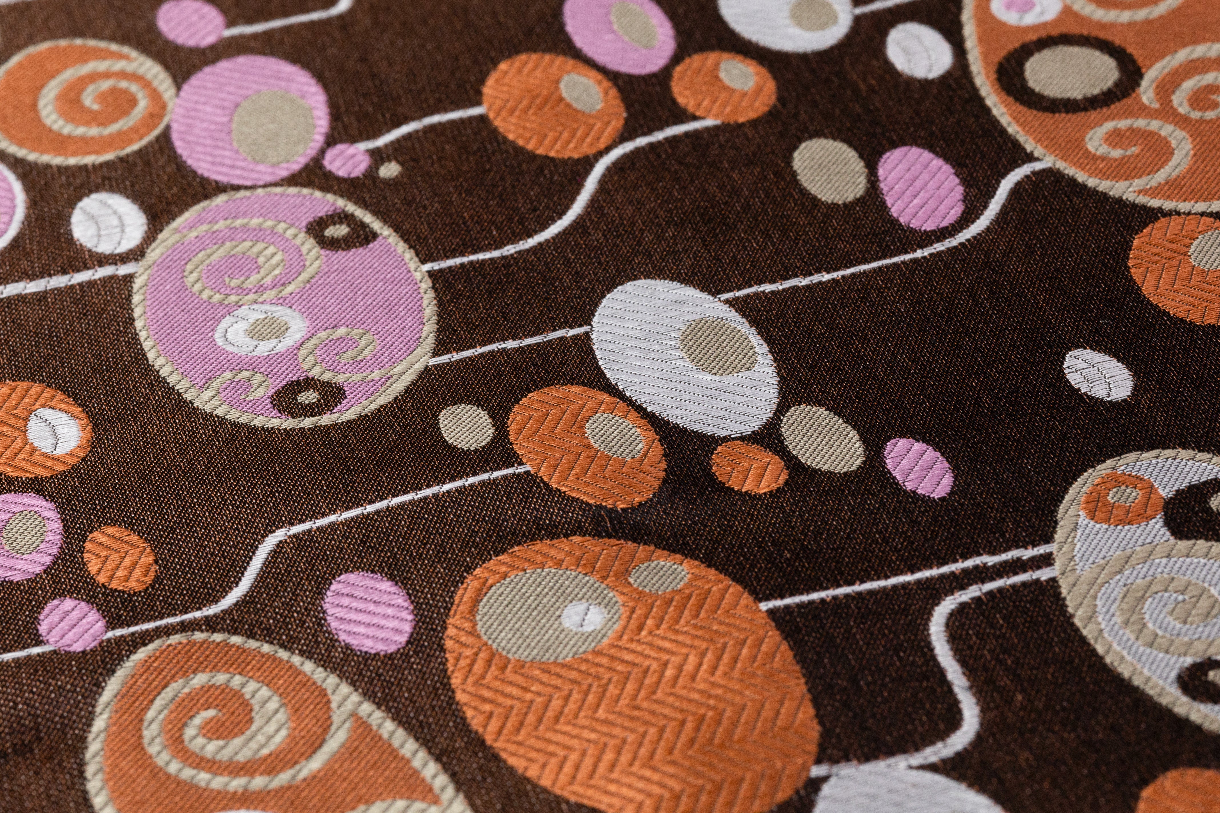 Abstract Italian Silk Jacquard - Brown / Pink / Terracotta